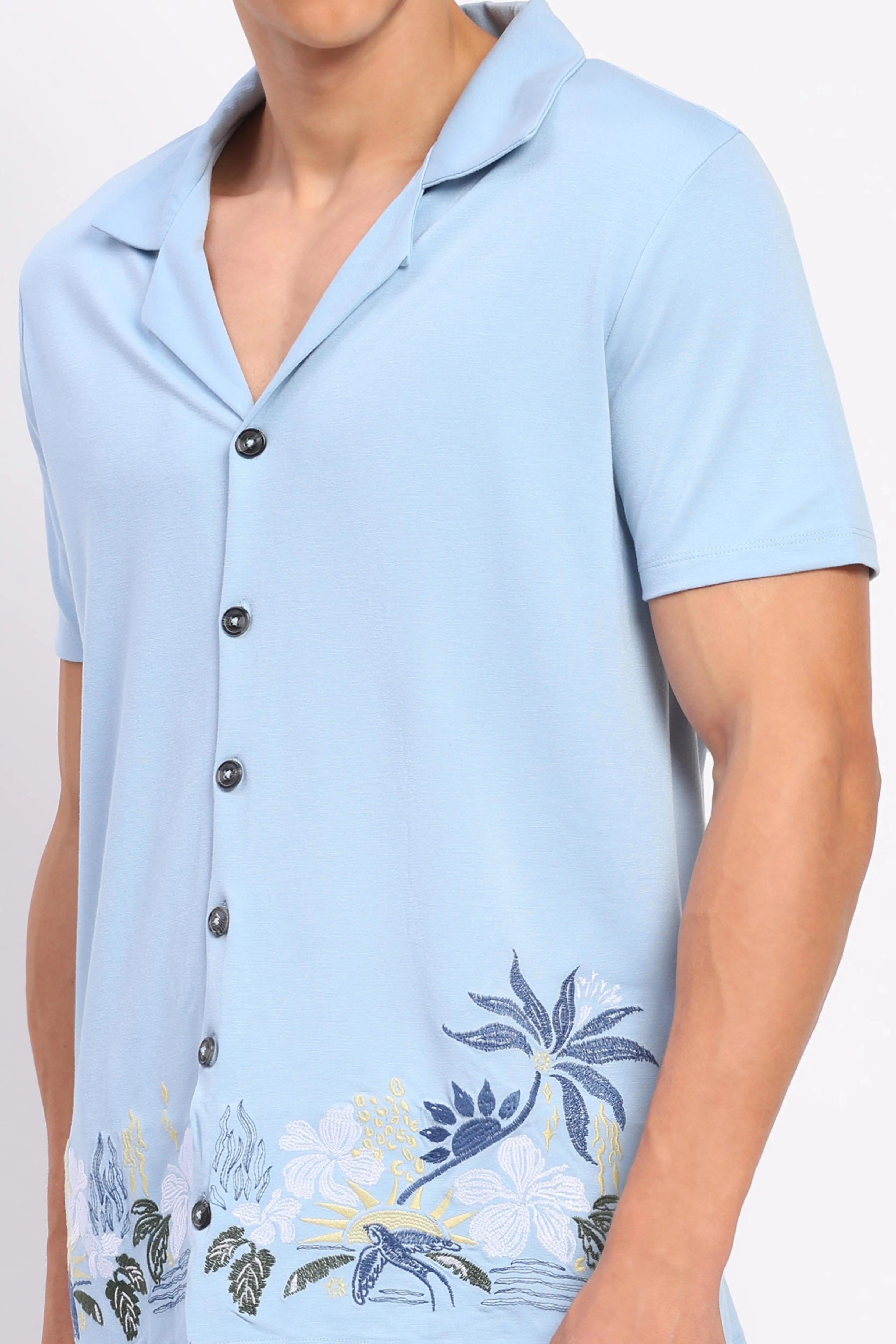 Sky Blue Embroidered Co-ord Set - Global Republic