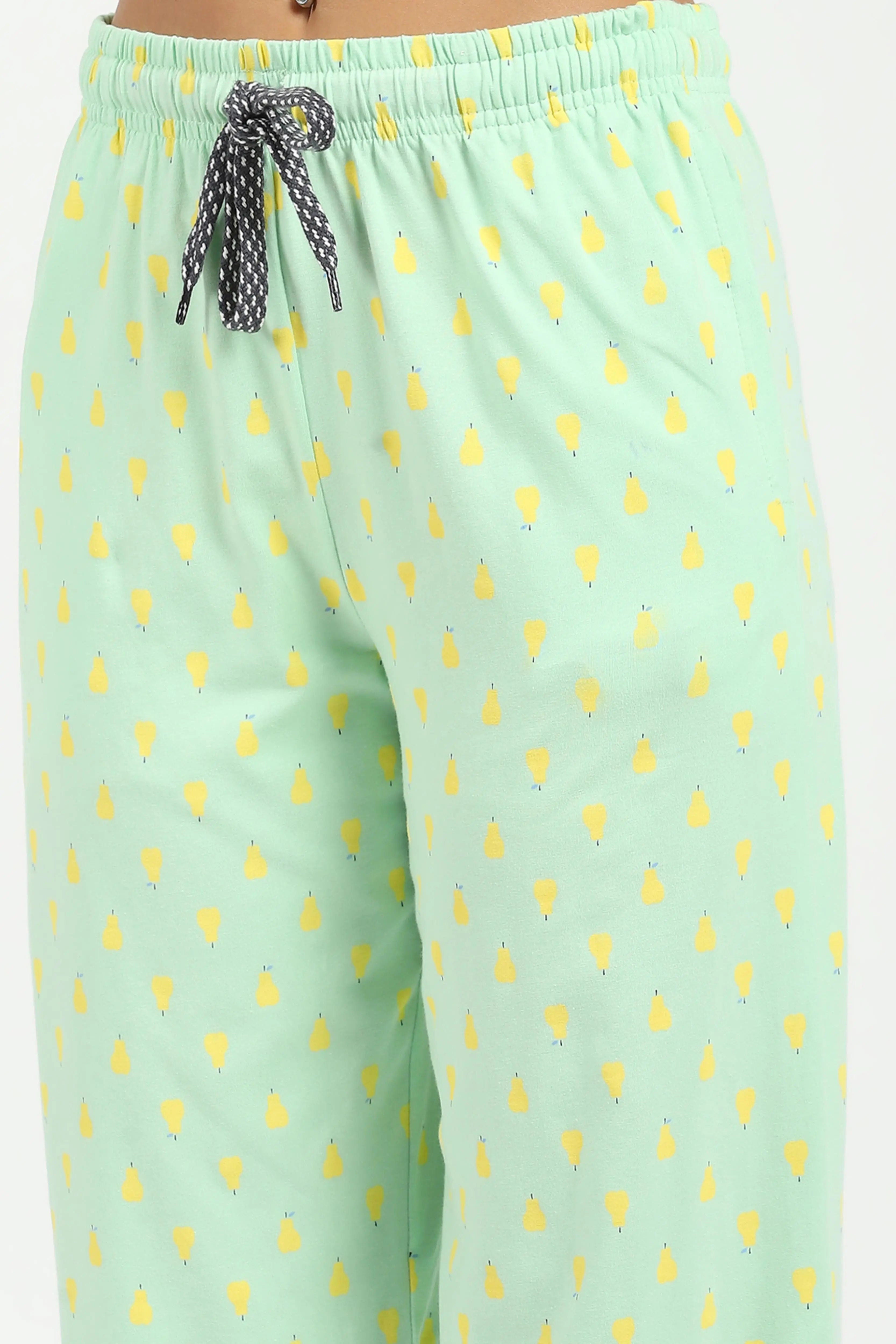 Green Printed Cotton Nightsuit - Global Republic