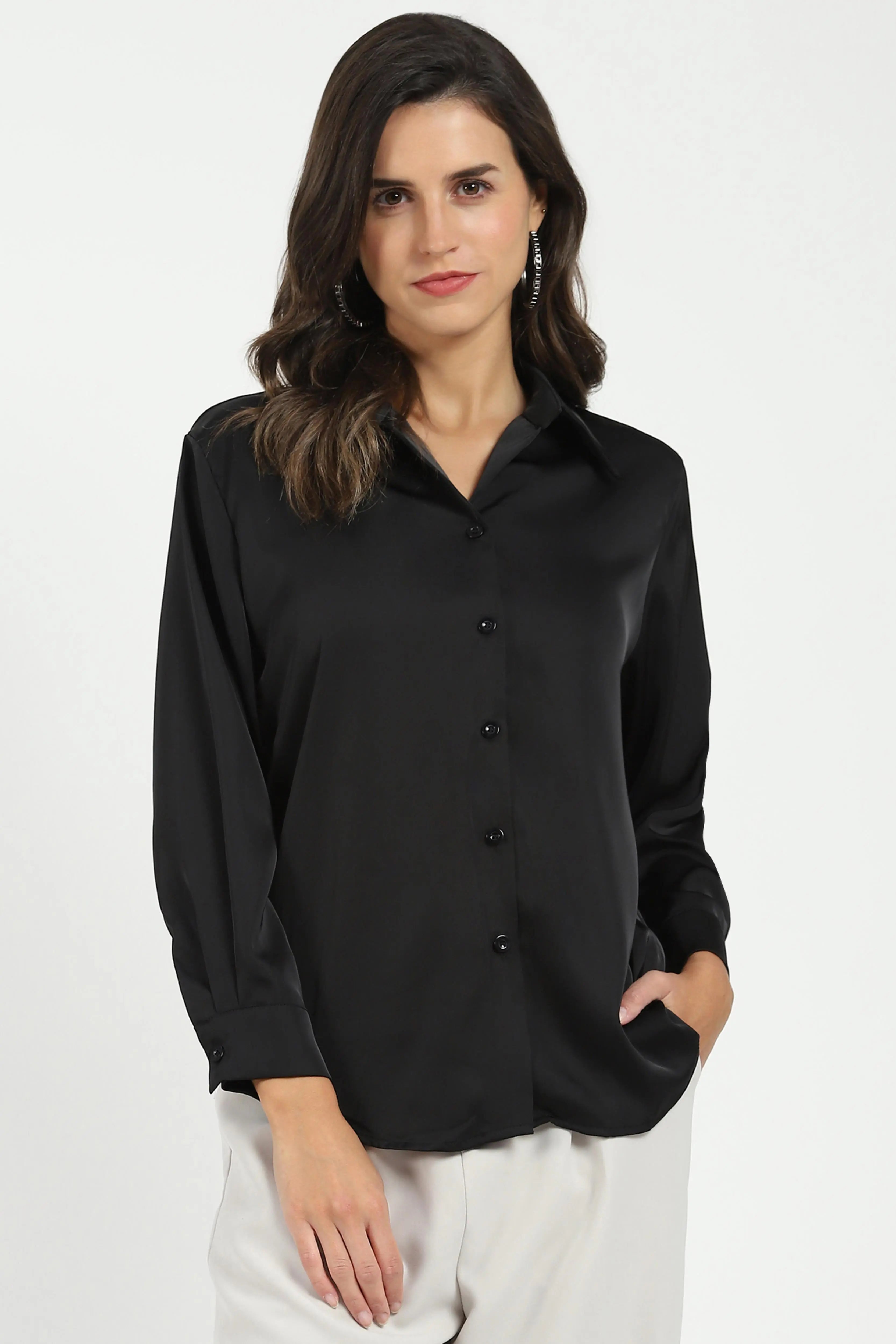 Black Satin Formal Shirt - Global Republic