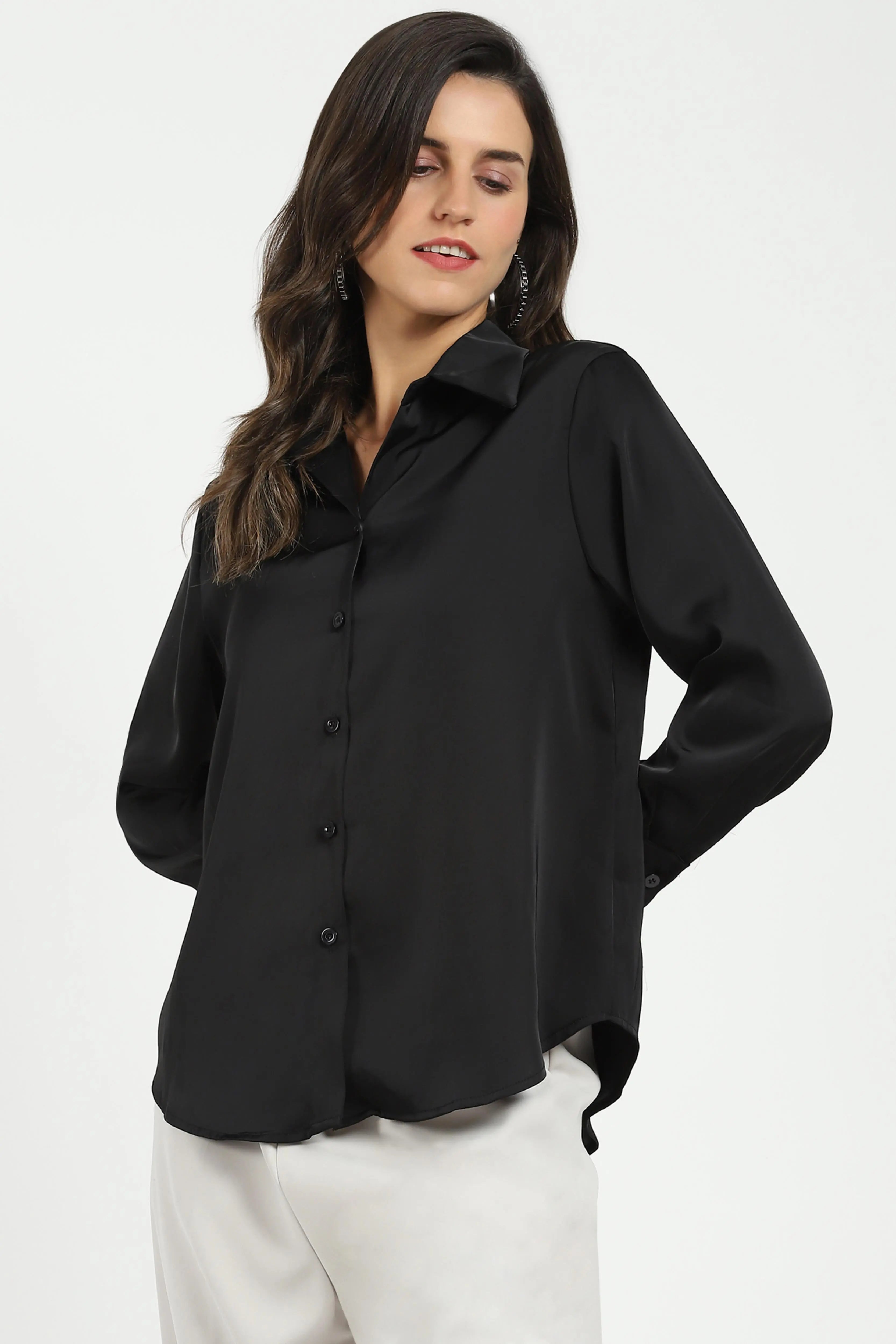 Black Satin Formal Shirt - Global Republic
