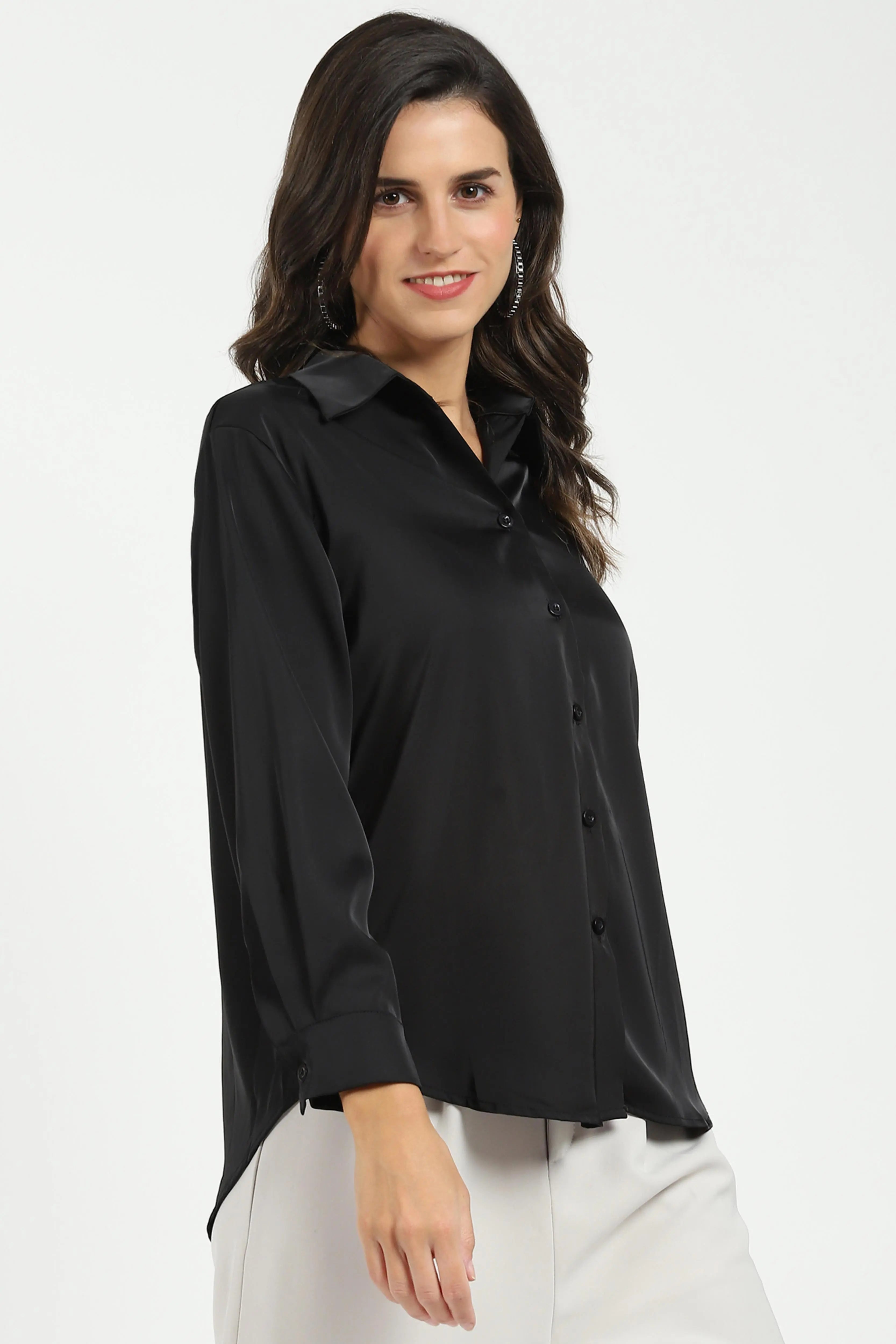 Black Satin Formal Shirt - Global Republic