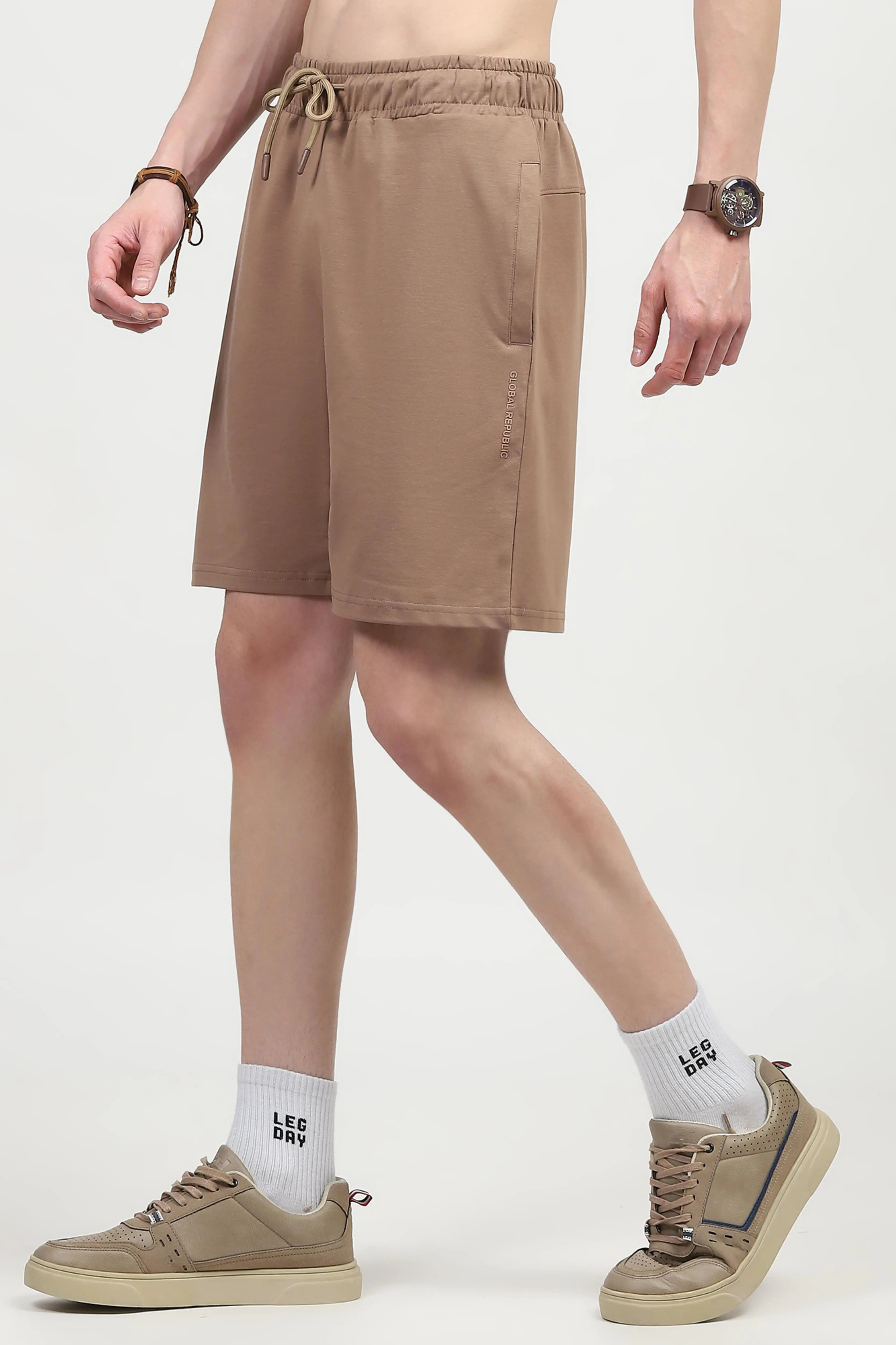 Brown Cotton Shorts - Global Republic