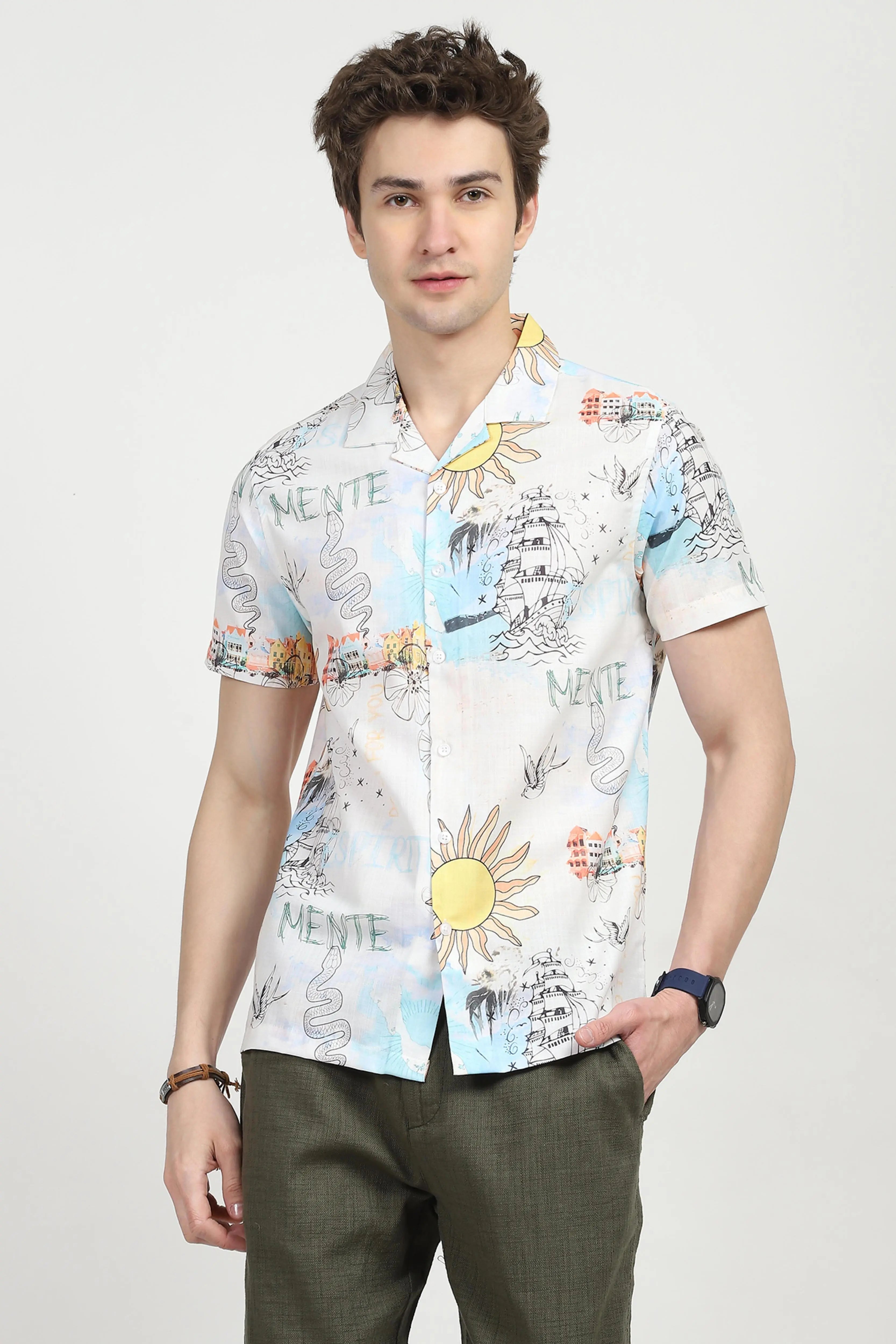 Tropical Print Cotton Shirt - Global Republic