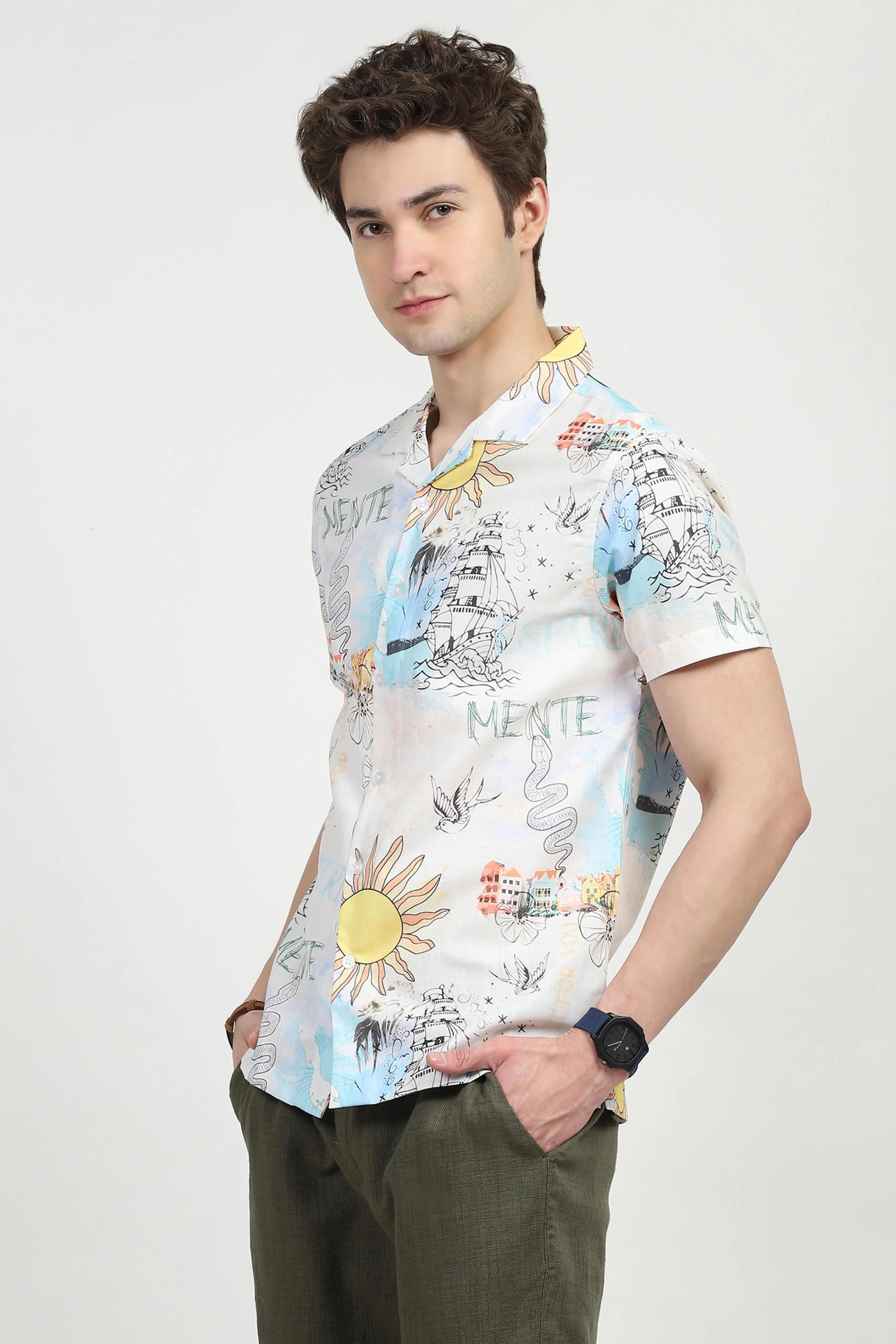 Tropical Print Cotton Shirt - Global Republic