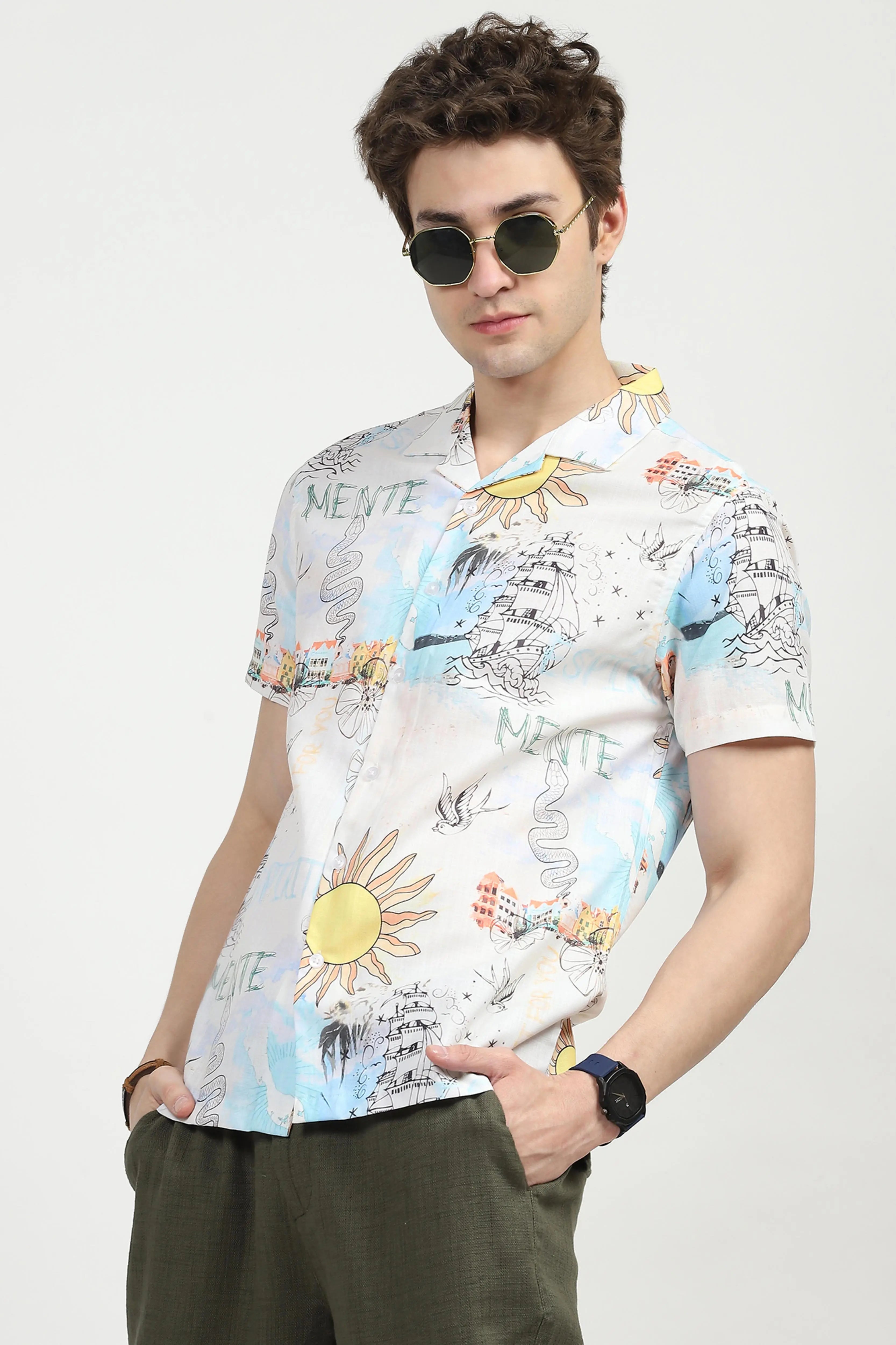 Tropical Print Cotton Shirt - Global Republic