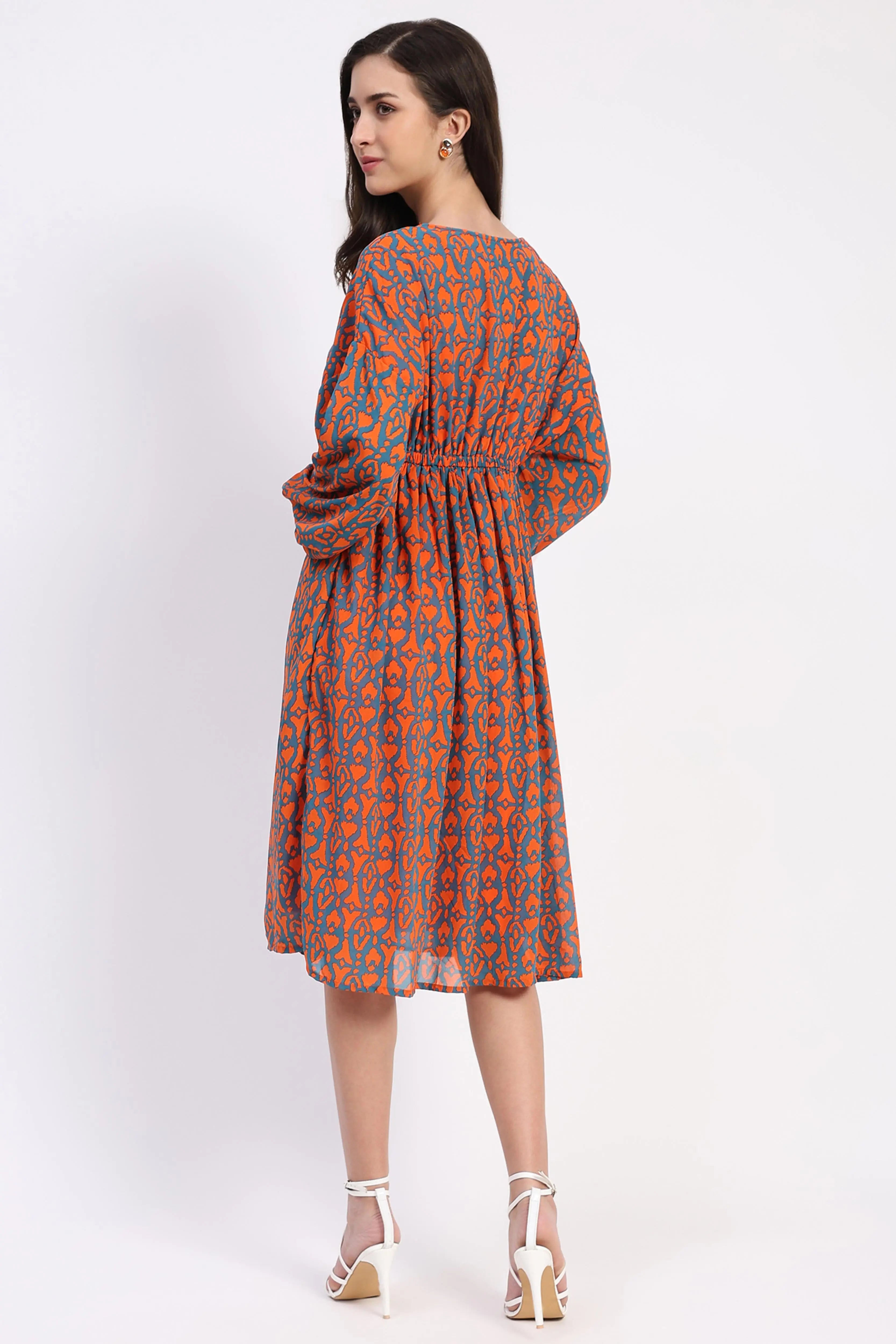 Georgette Abstract Fit & Flare Dress - Global Republic