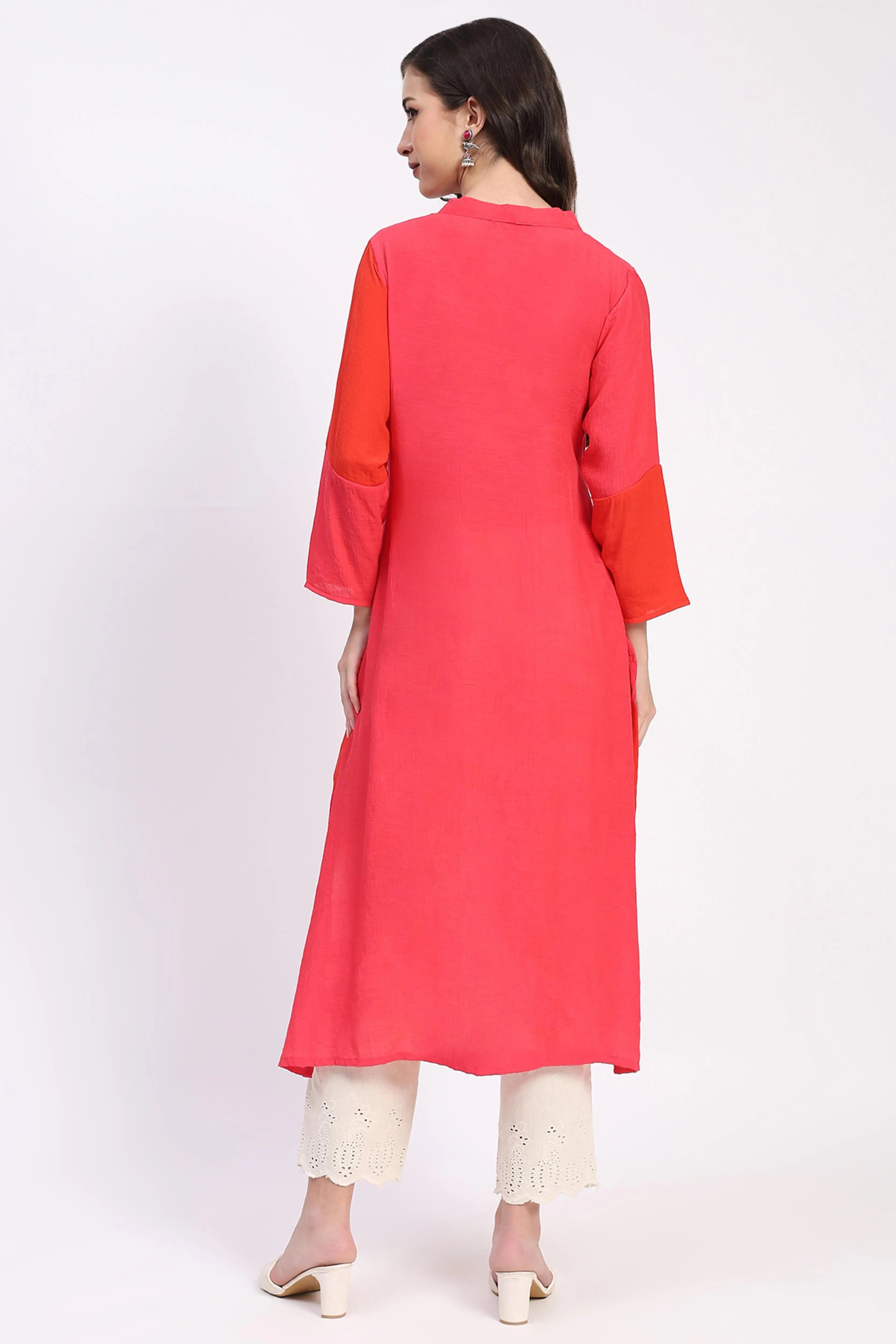 Colour Block Embellished Ethnic Kurta - Global Republic