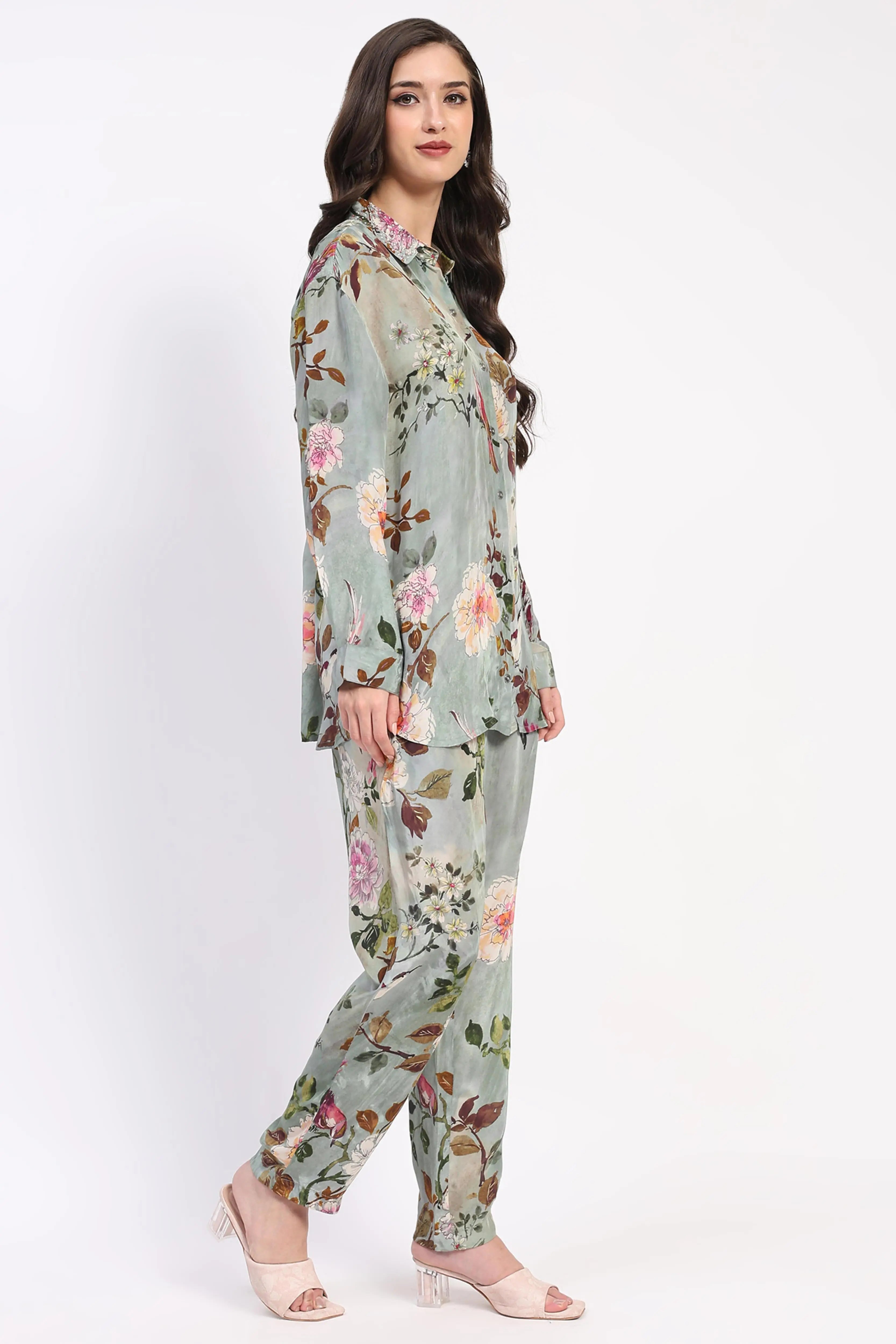 Olive Floral Beaded Collar Ethnic Set - Global Republic