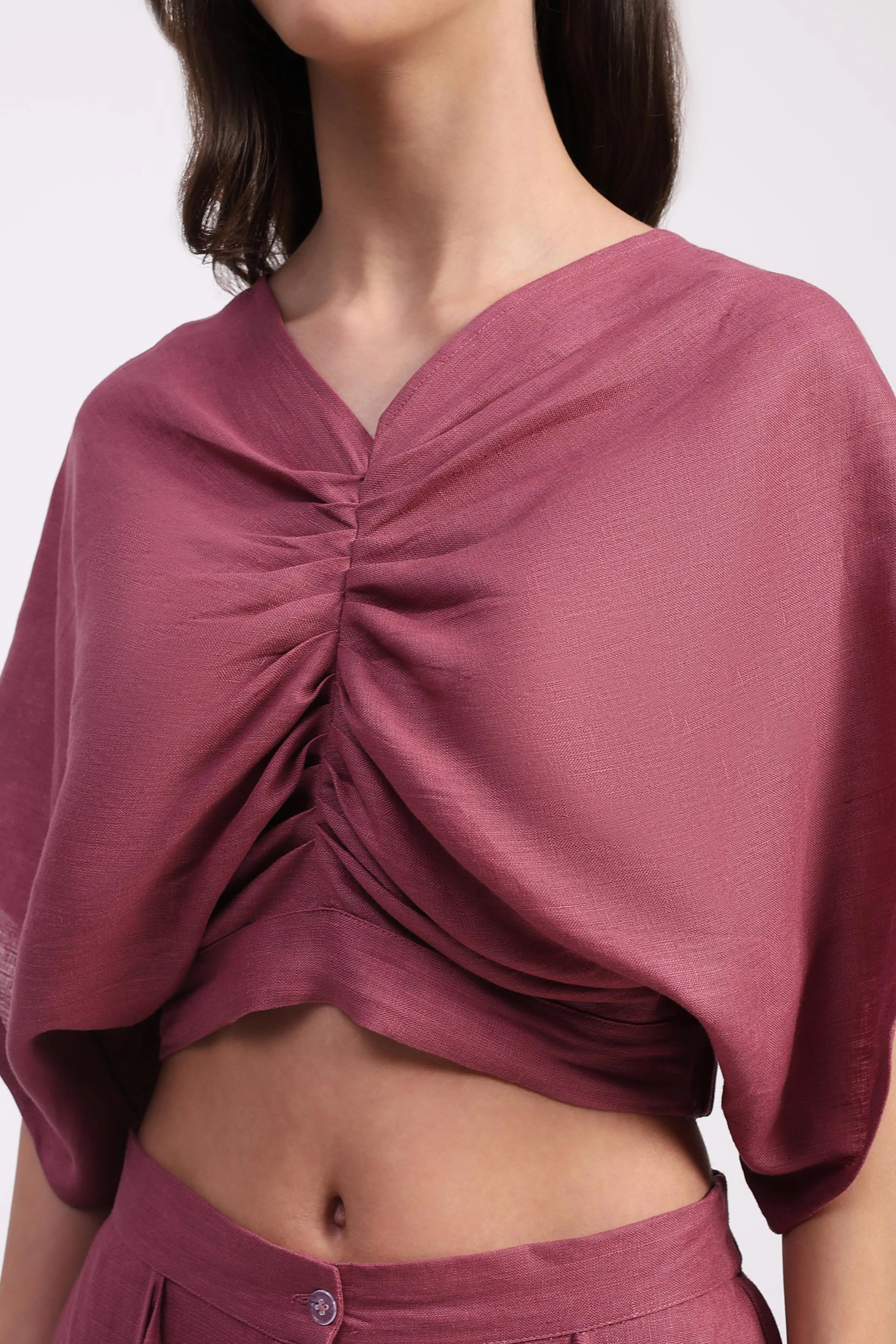 Linen Top with Wide-Leg Panel Bottom - Global Republic
