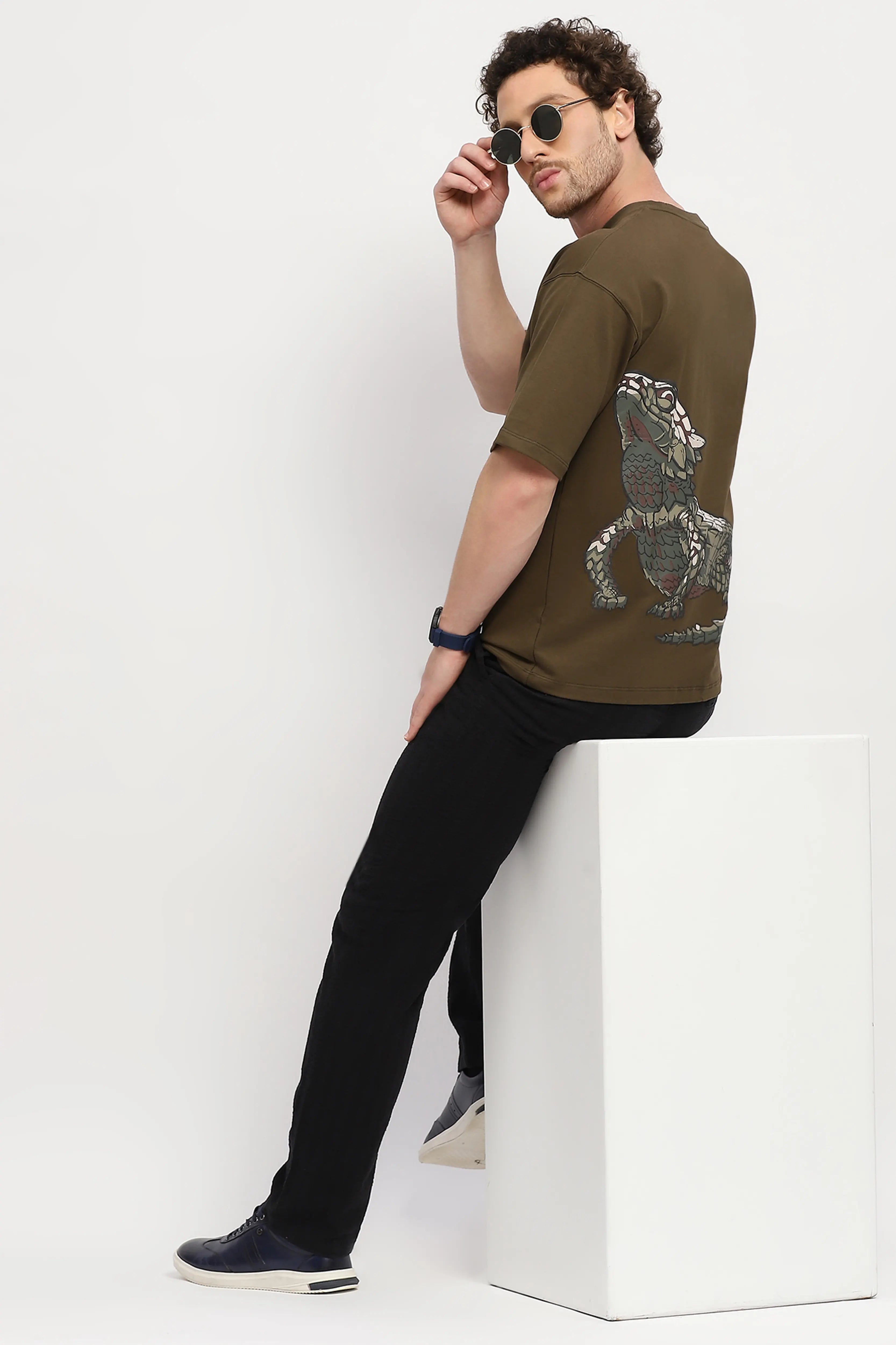 Black Self-Striped Cotton Trousers - Global Republic