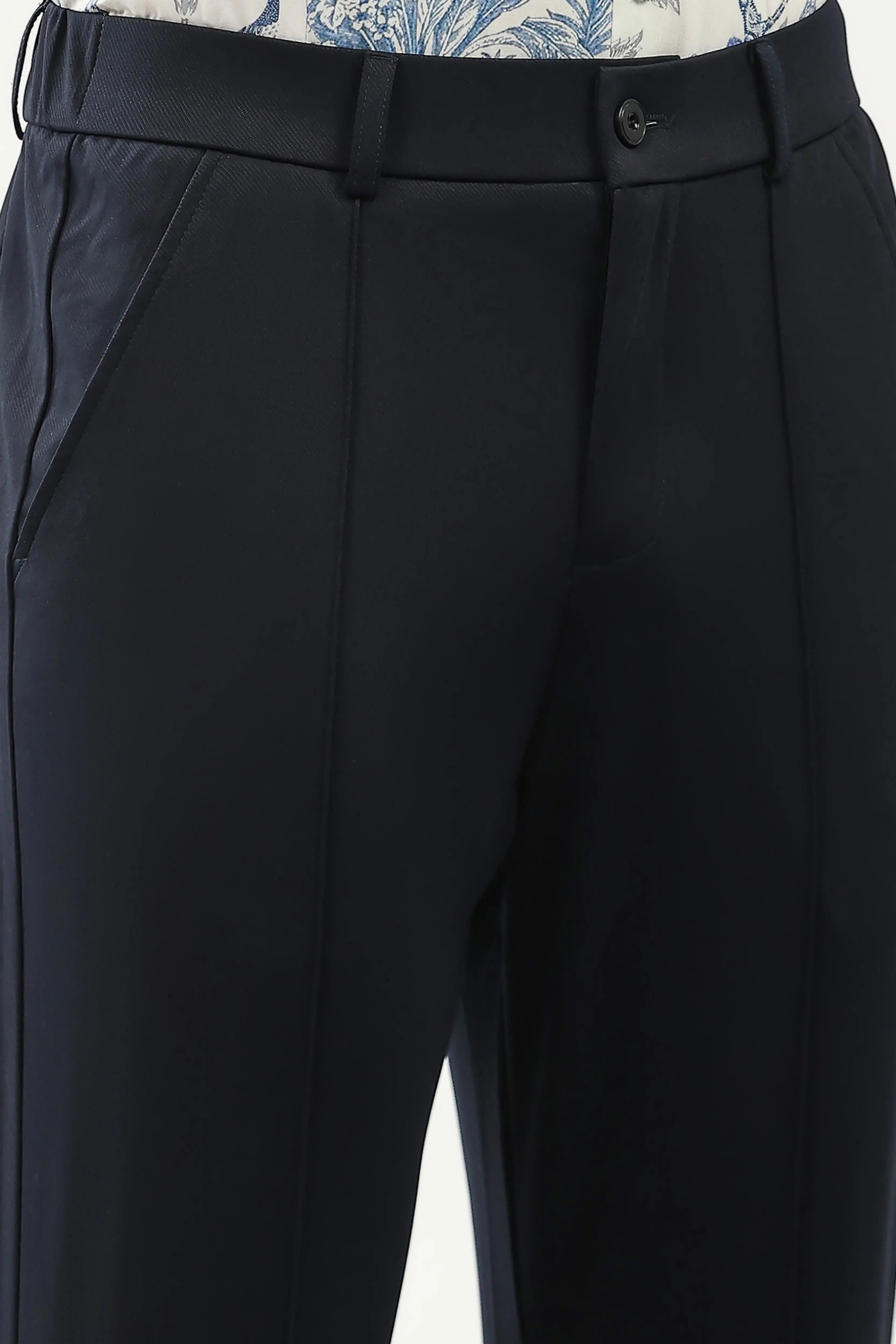 Navy Slim Fit Trousers - Global Republic
