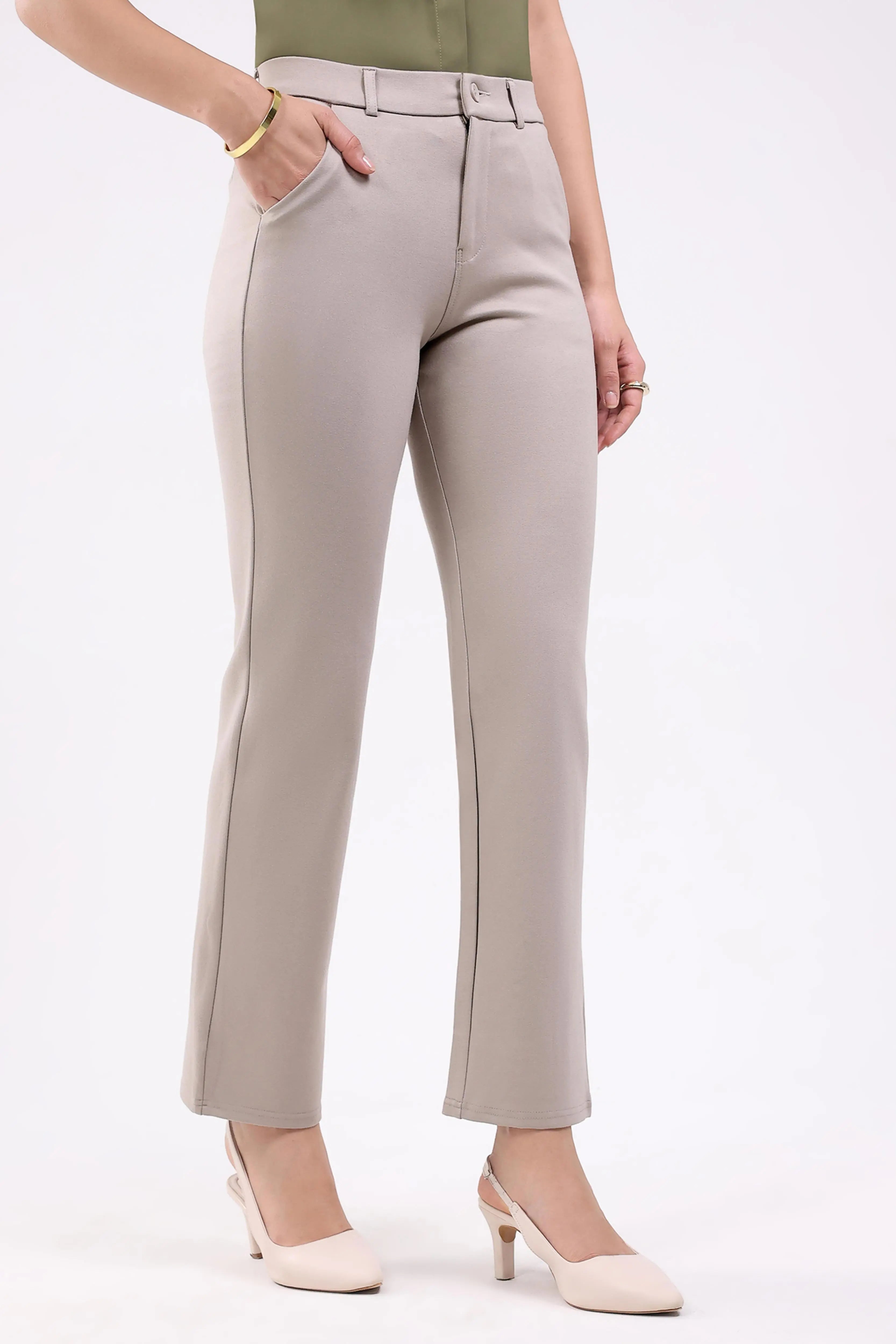 Fawn Straight Cotton Spandex Trousers - Global Republic