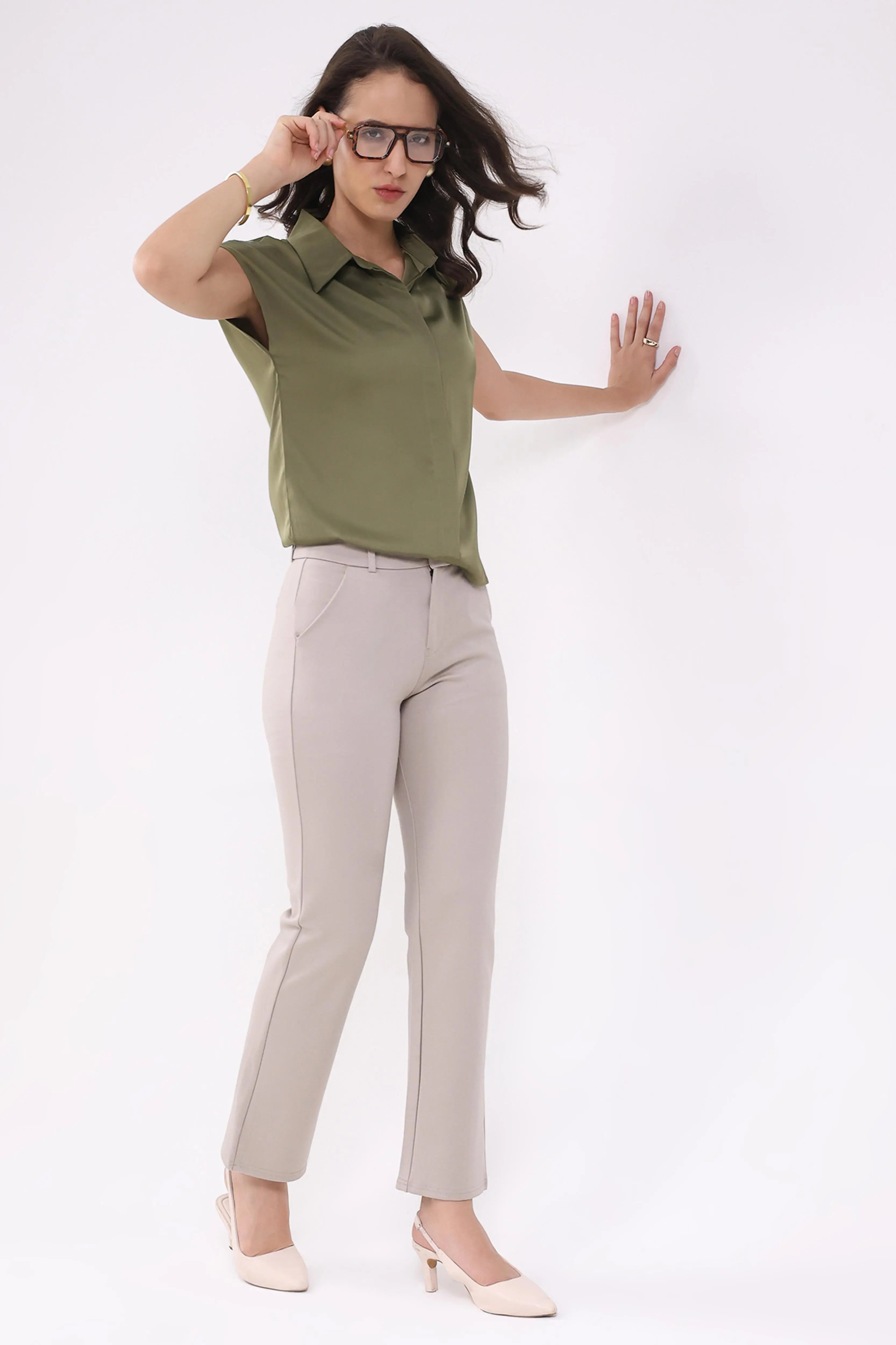 Fawn Straight Cotton Spandex Trousers - Global Republic