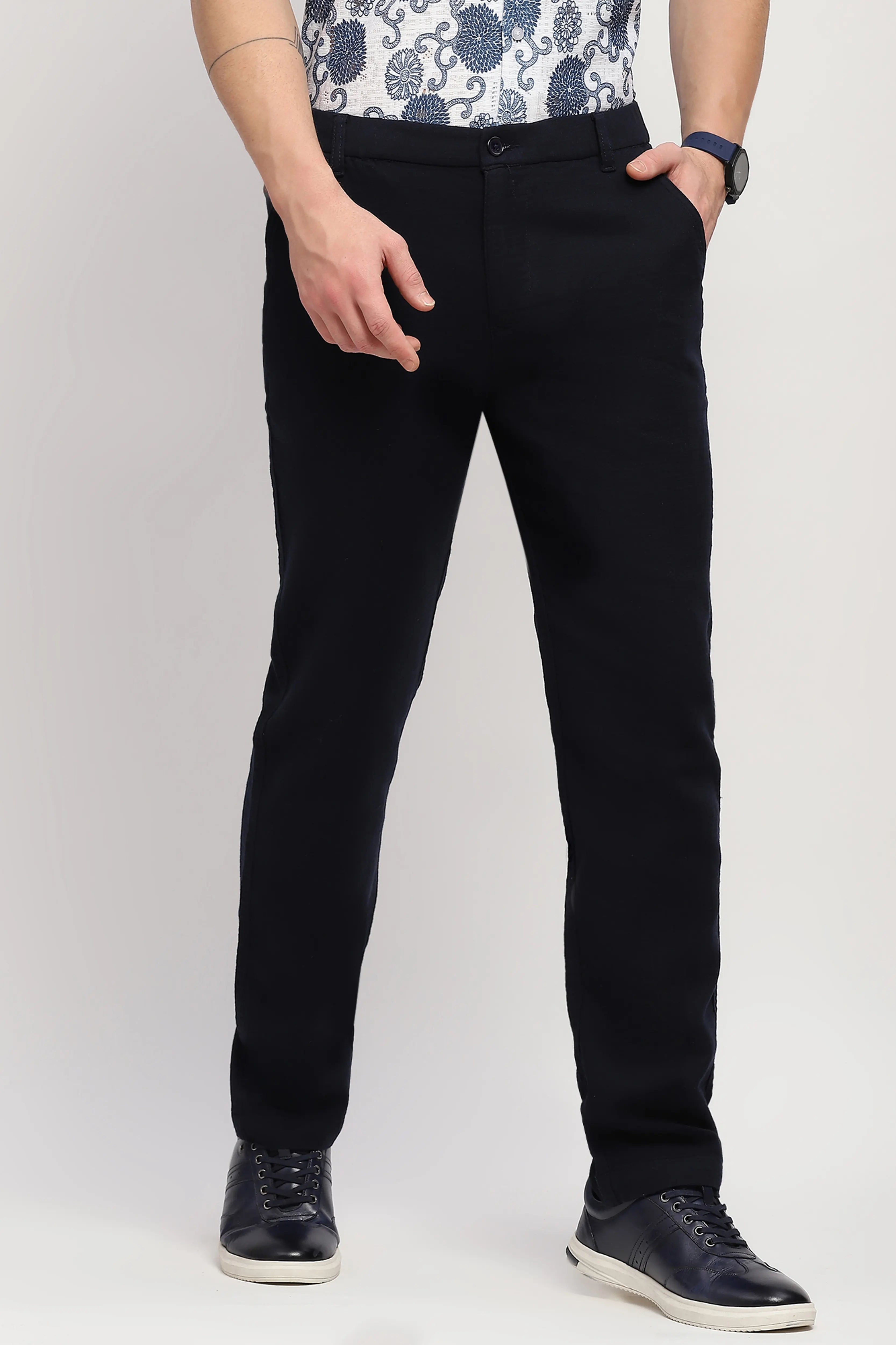 Effortless Solid Cotton Trousers