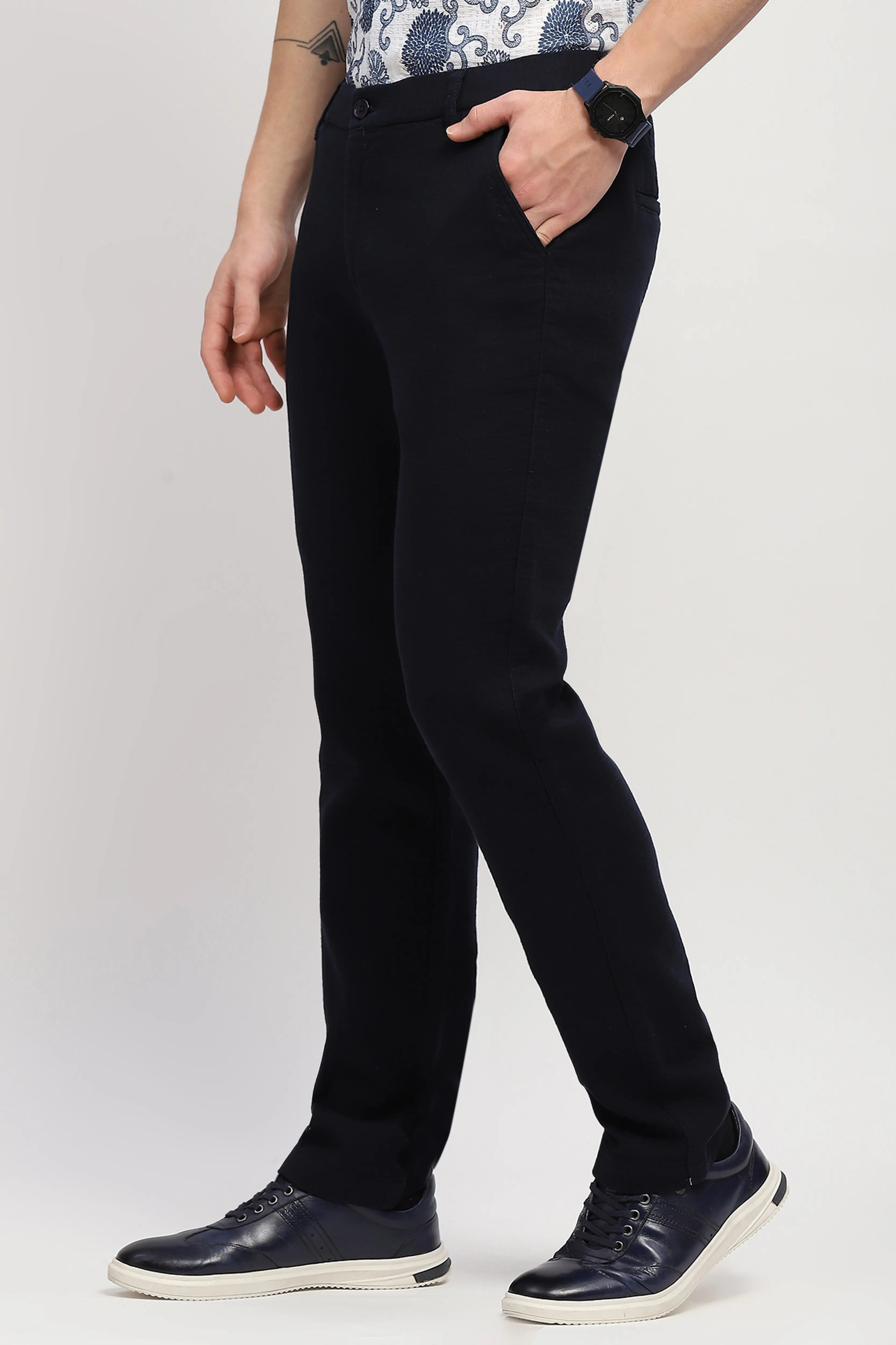Effortless Solid Cotton Trousers
