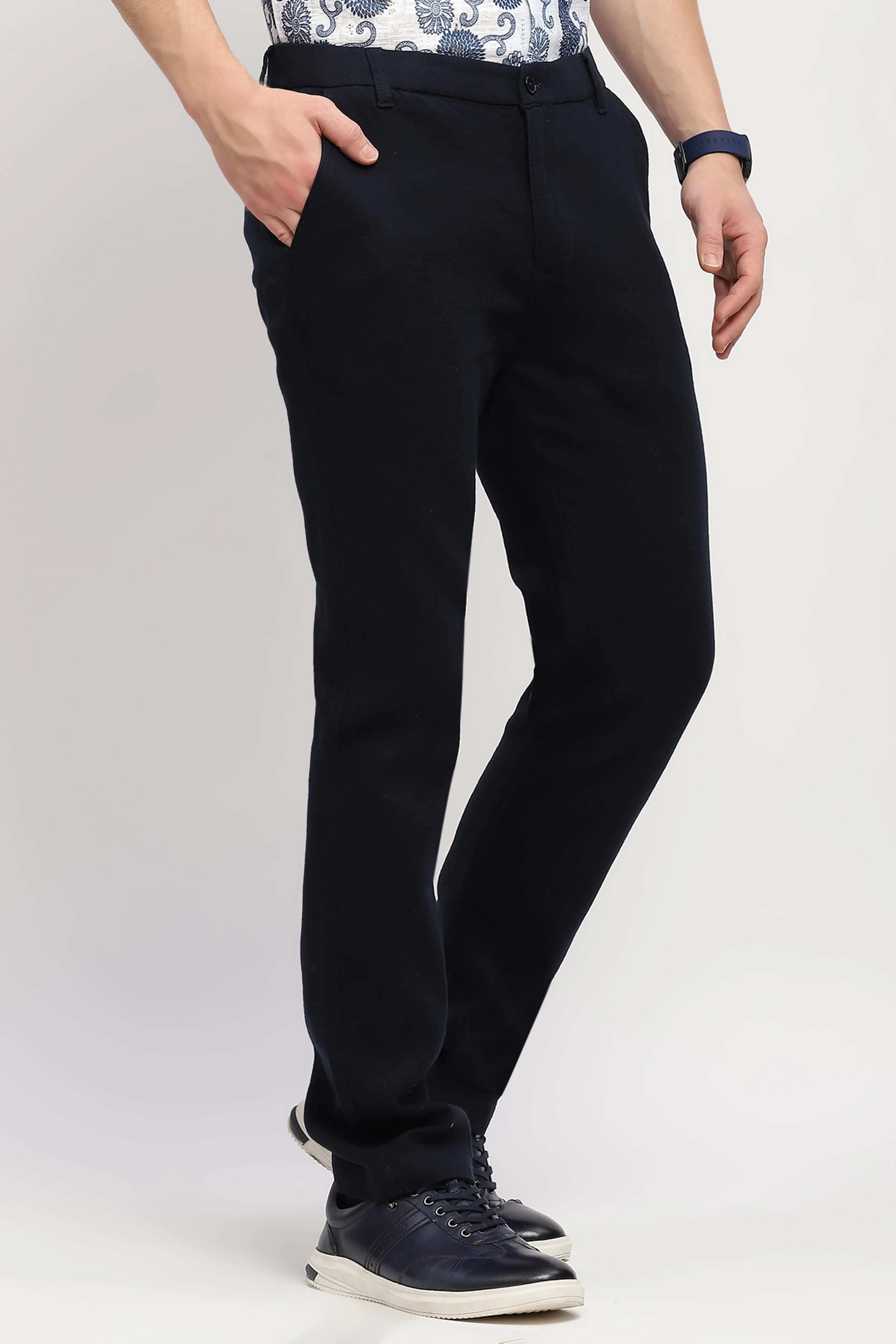 Effortless Solid Cotton Trousers
