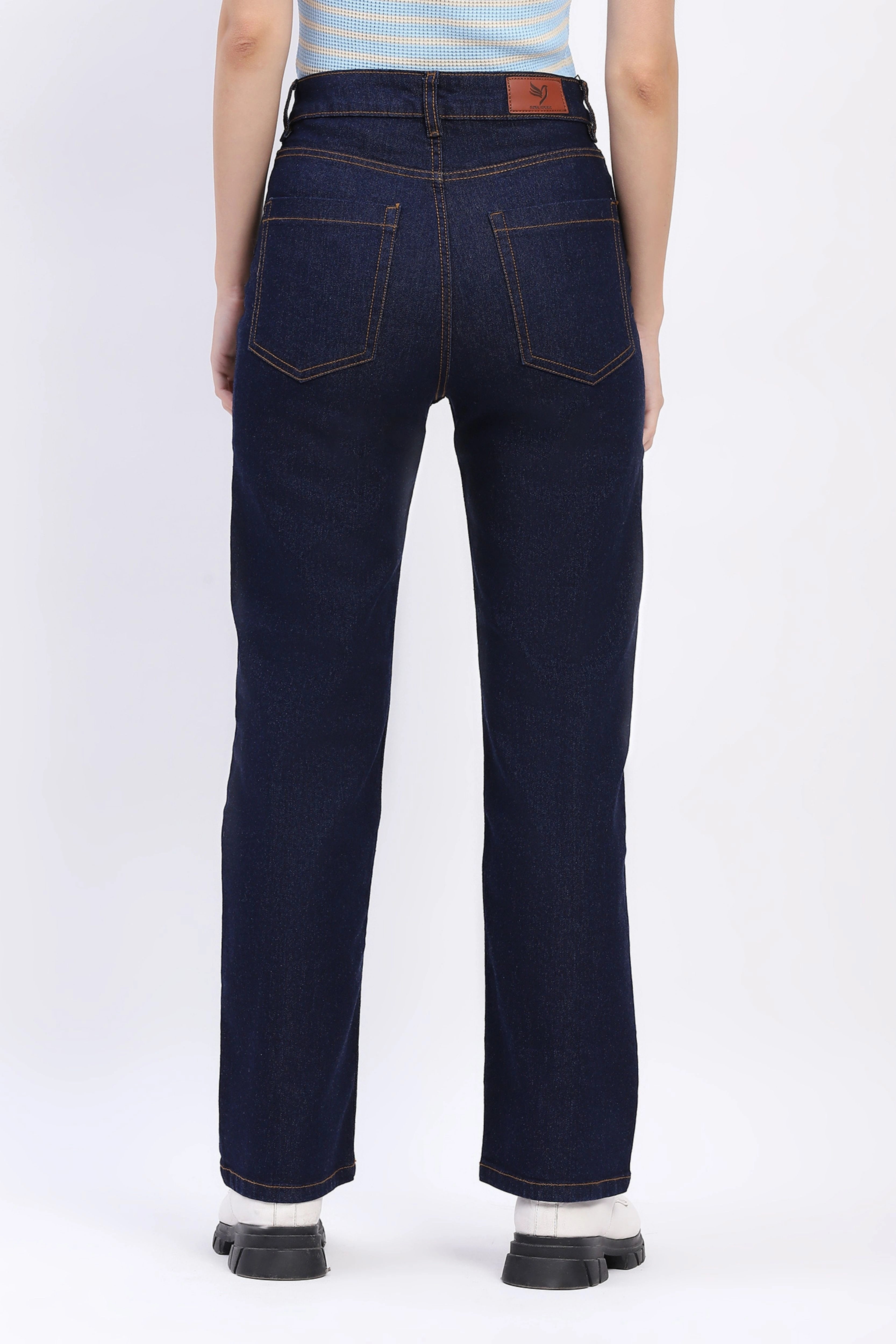Straight-Fit Patch Pocket Jeans