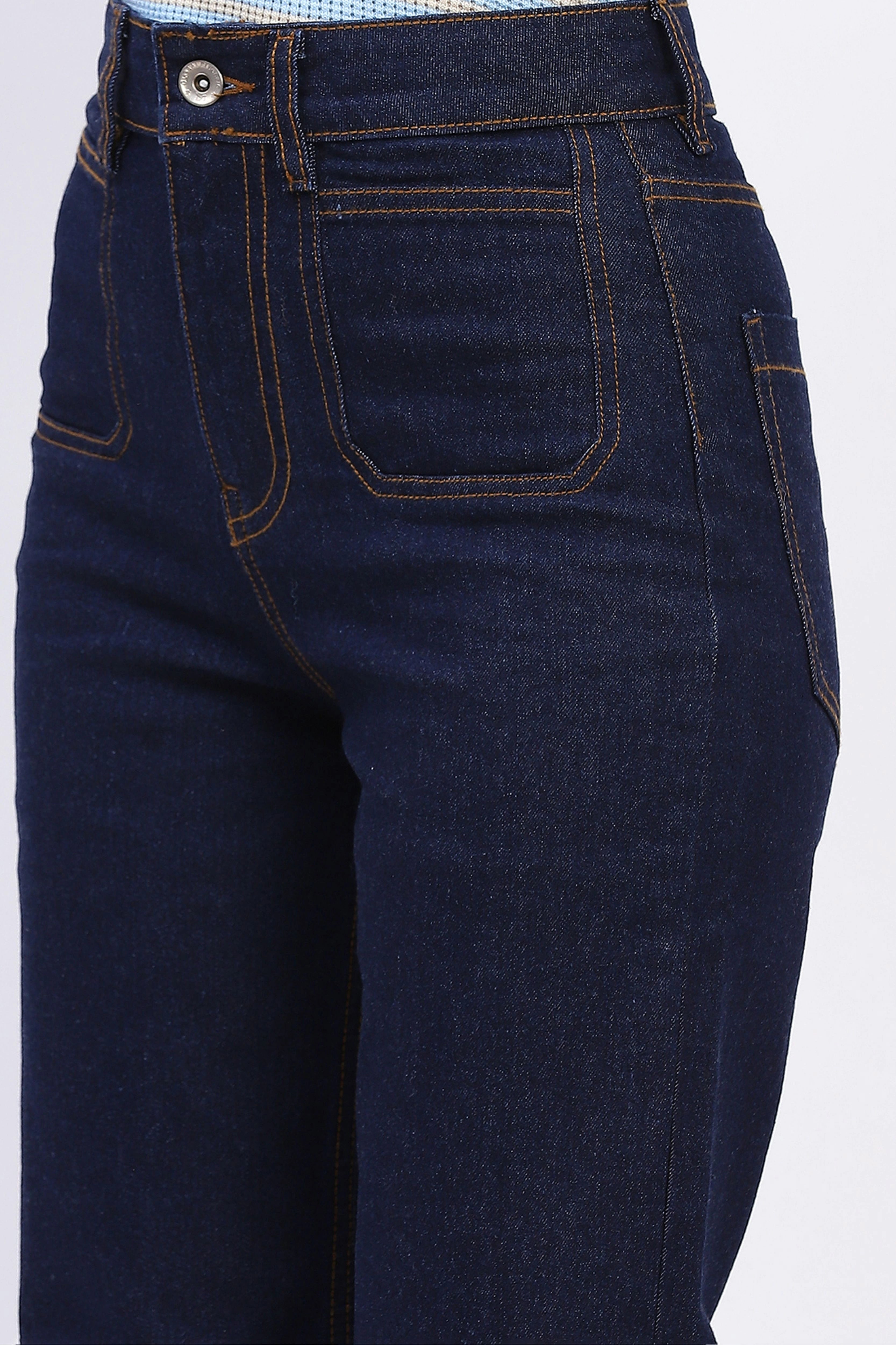 Straight-Fit Patch Pocket Jeans