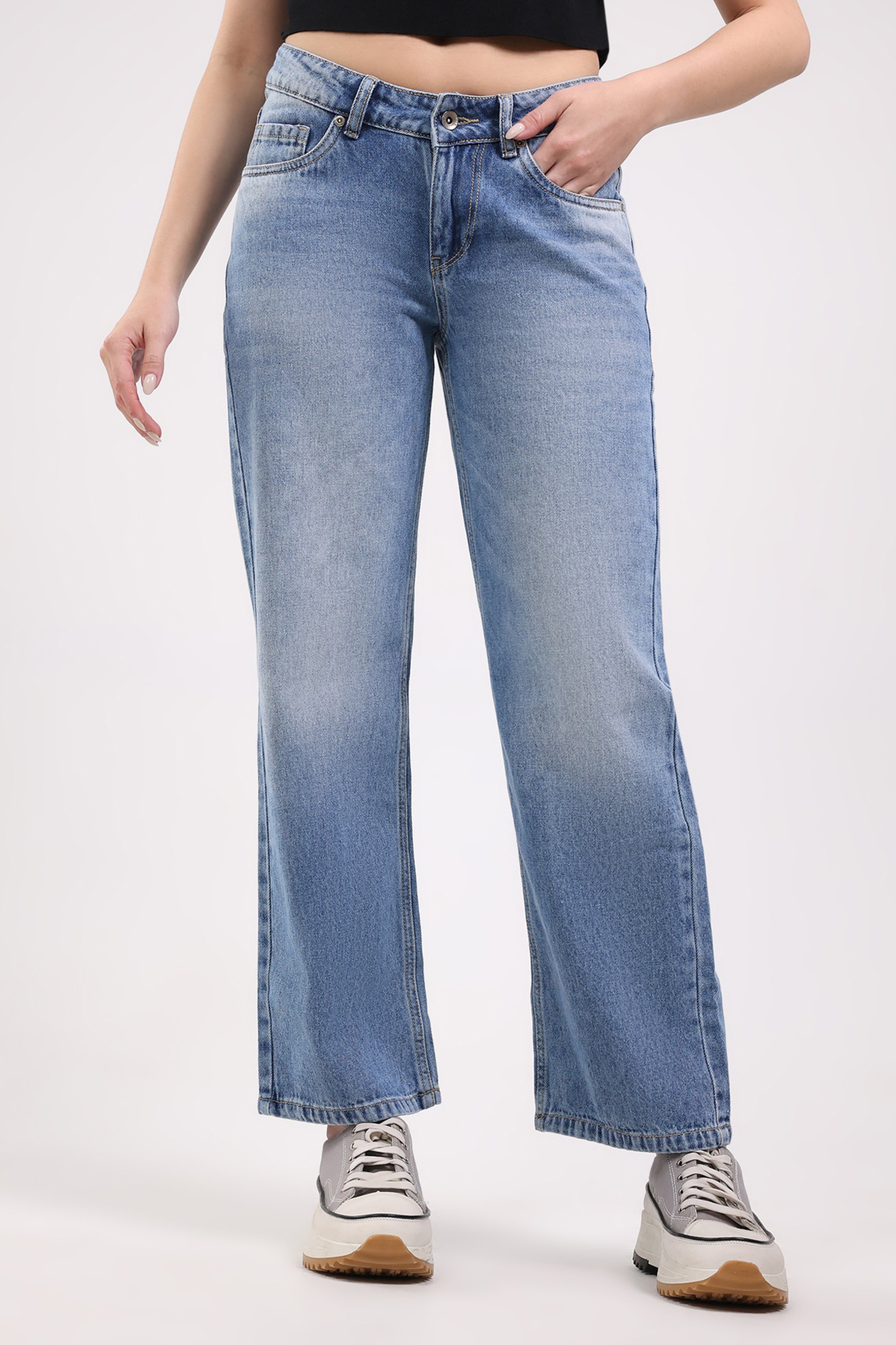 Light Blue Straight Leg Jeans