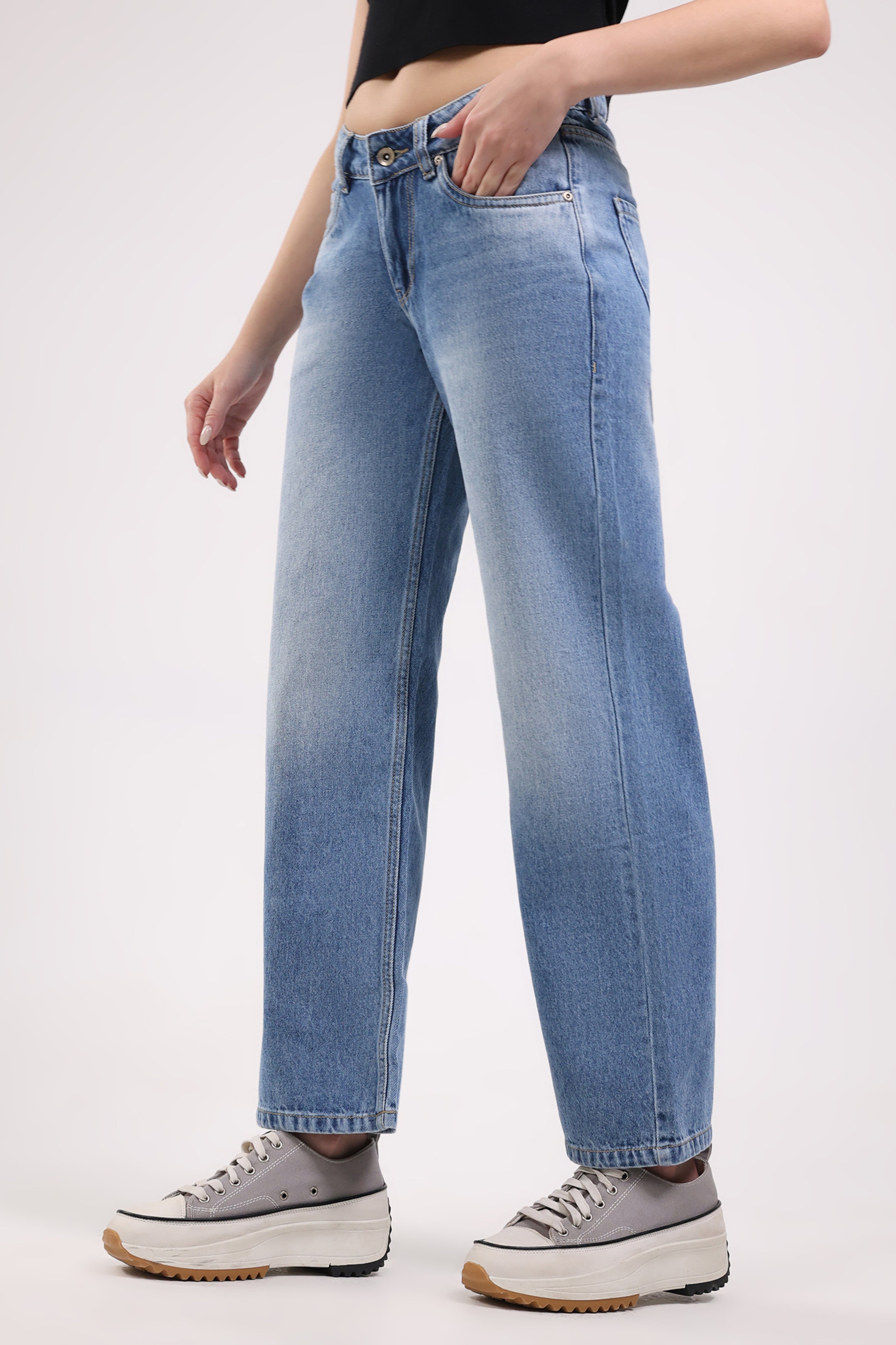 Light Blue Straight Leg Jeans