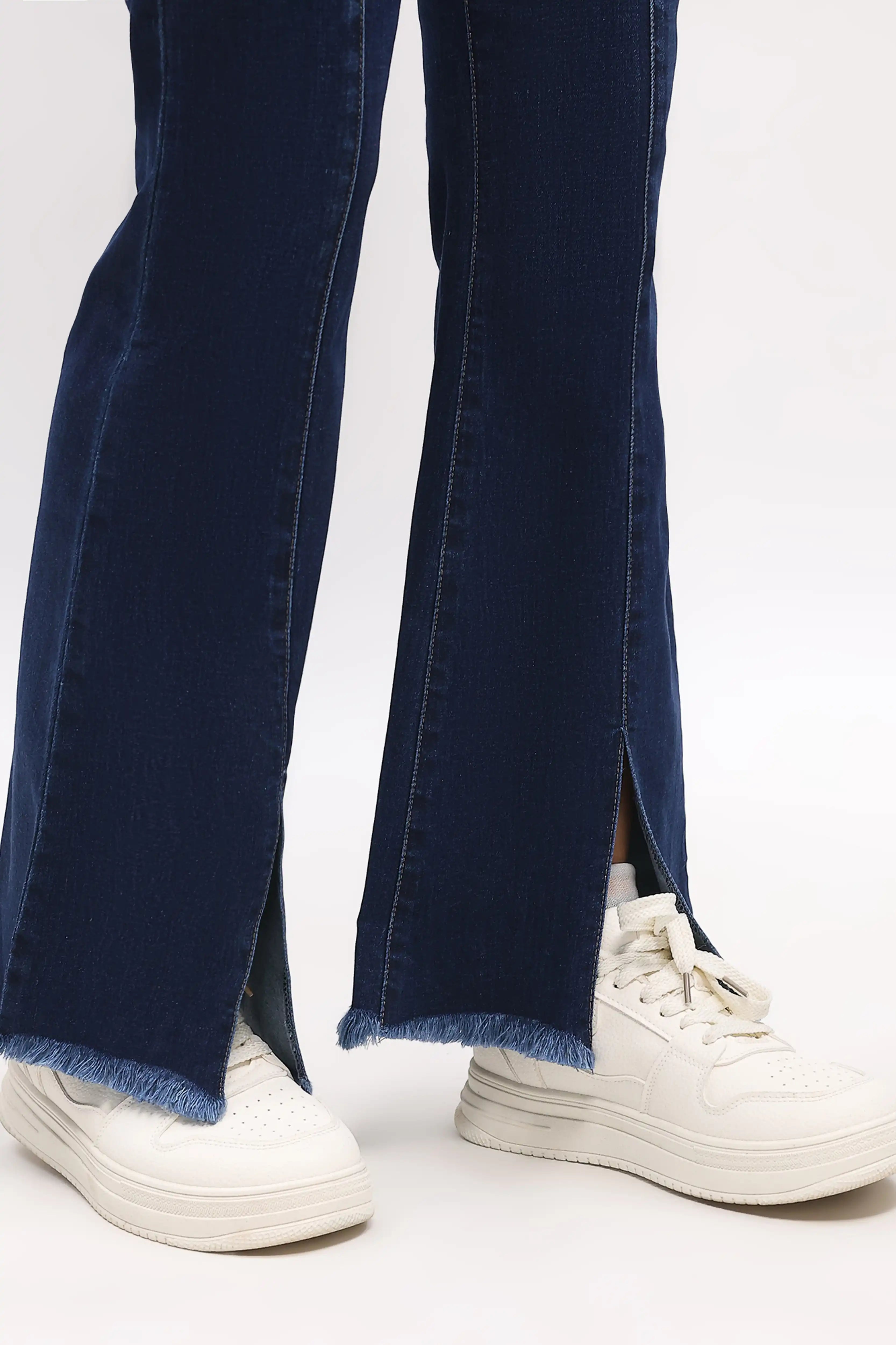 Frayed Waist Bootcut Jeans