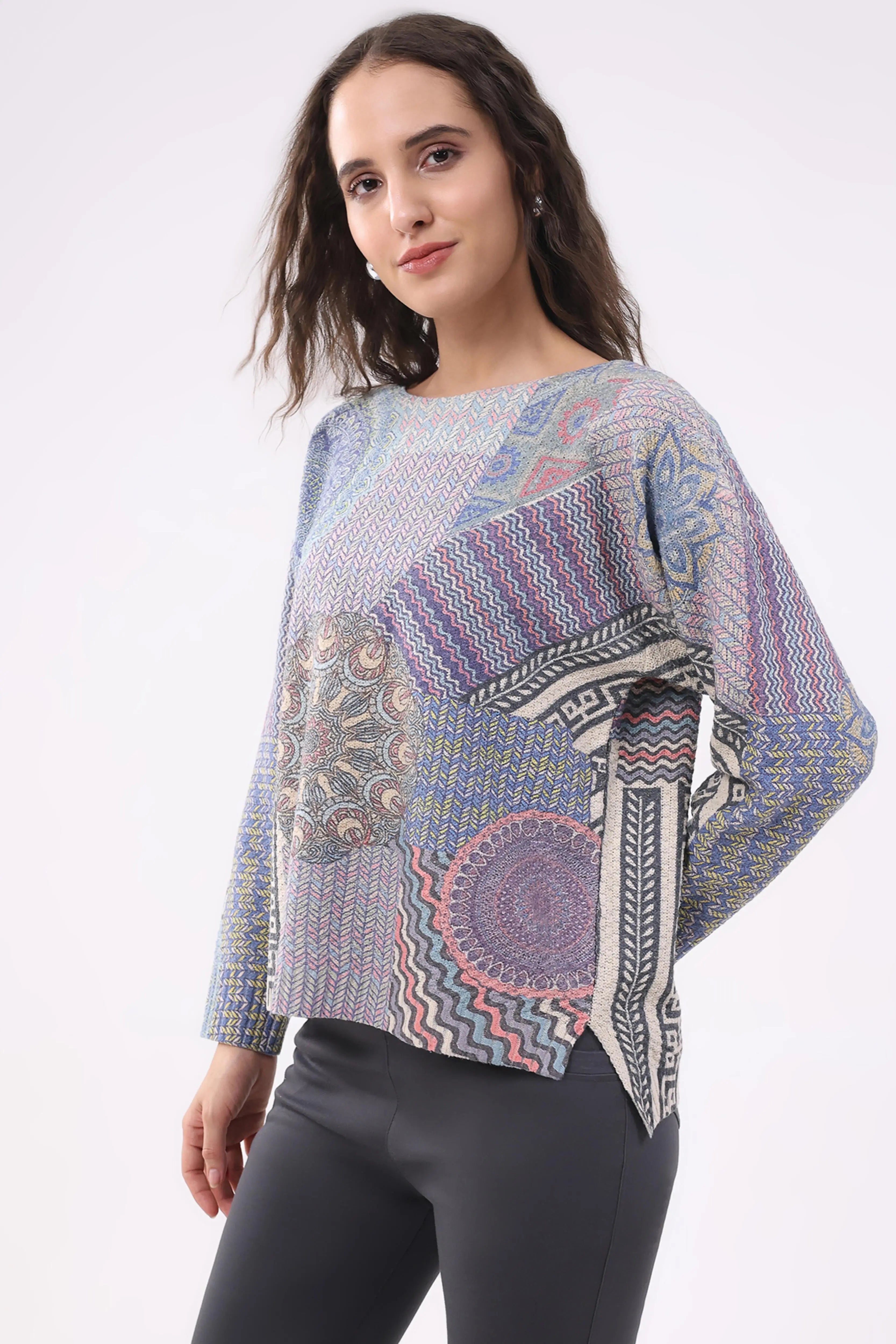 Multicolour Printed Cotton Pullover - Global Republic
