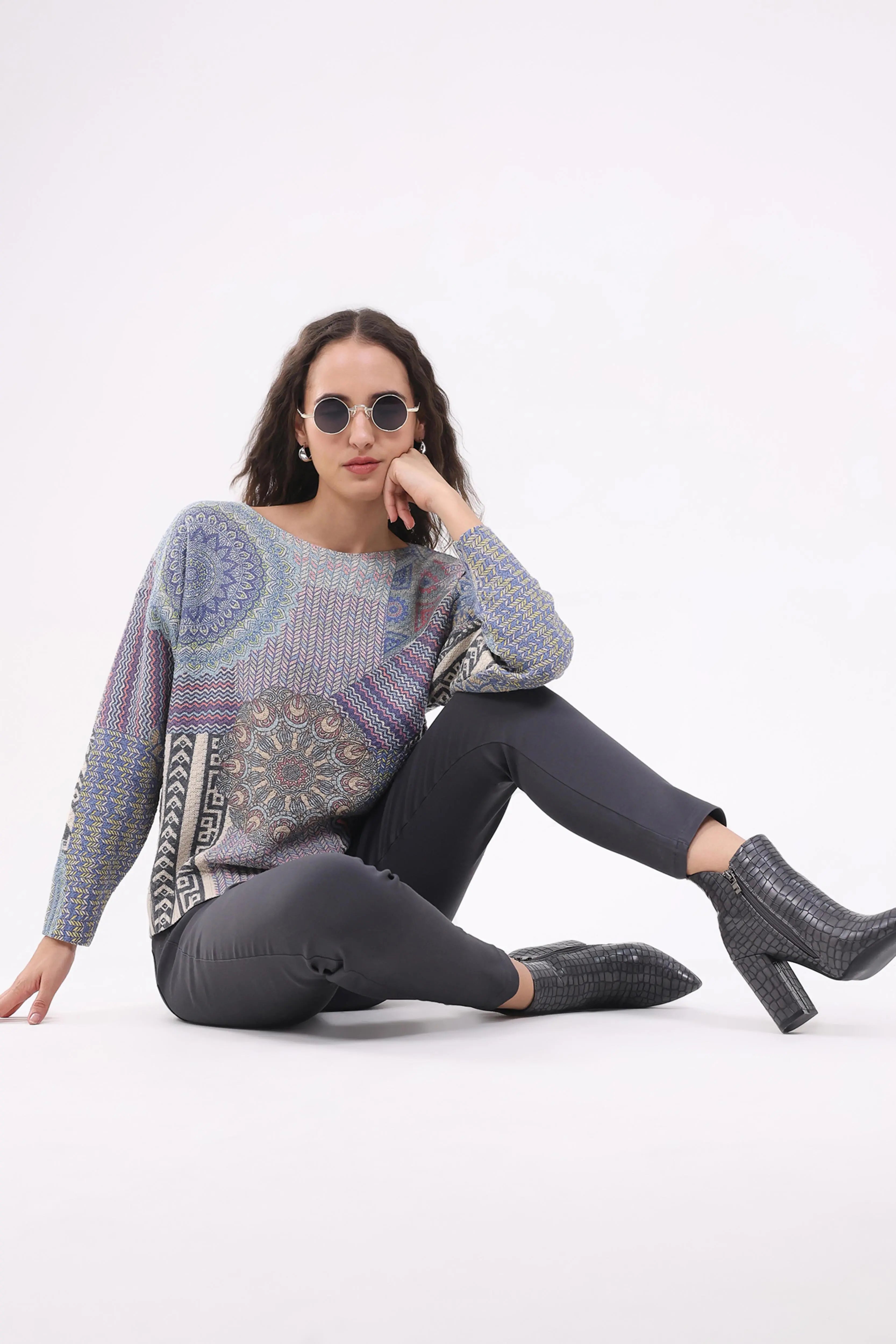 Multicolour Printed Cotton Pullover - Global Republic