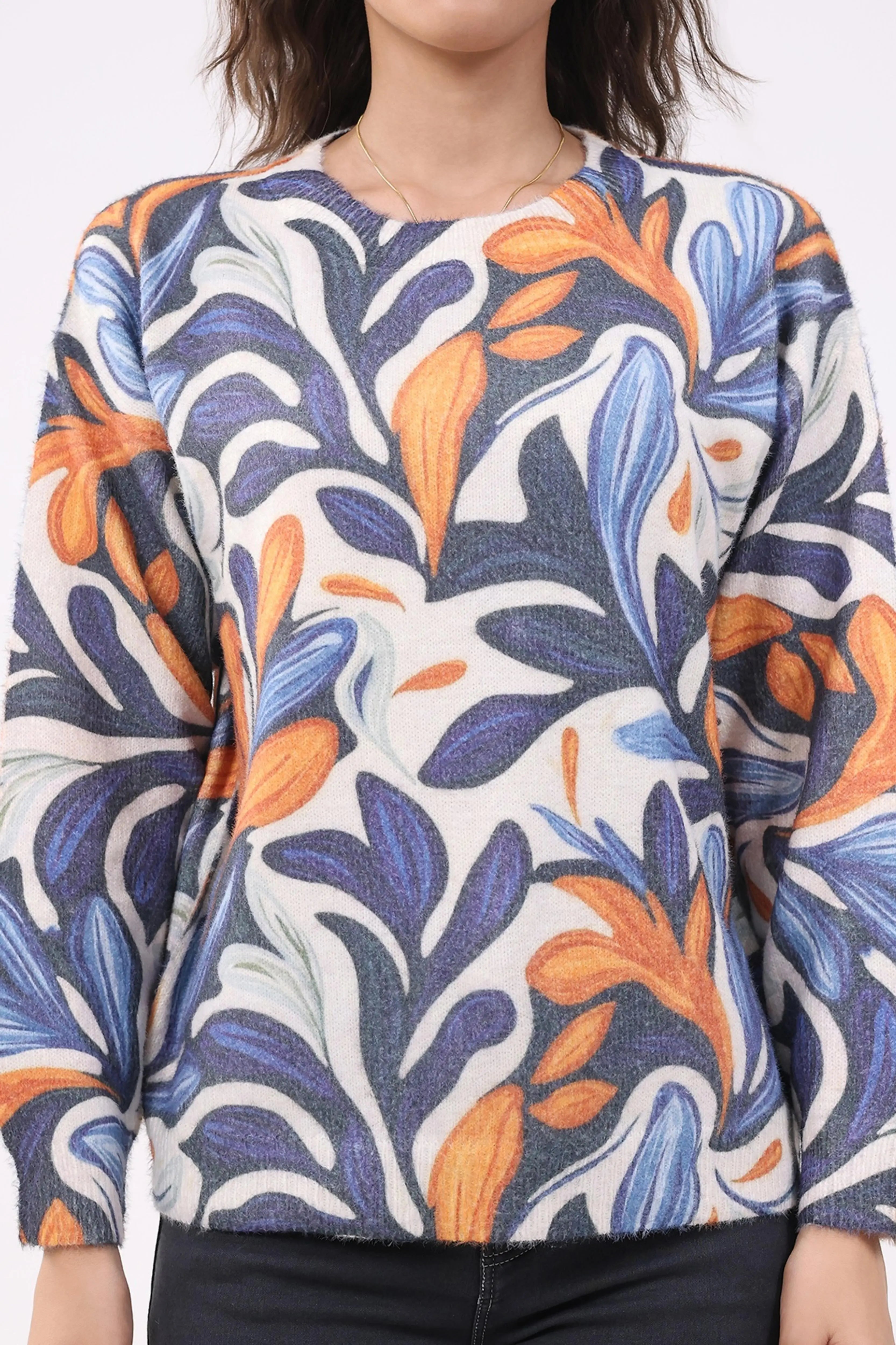 Multicolour Printed Wool Blend Pullover - Global Republic