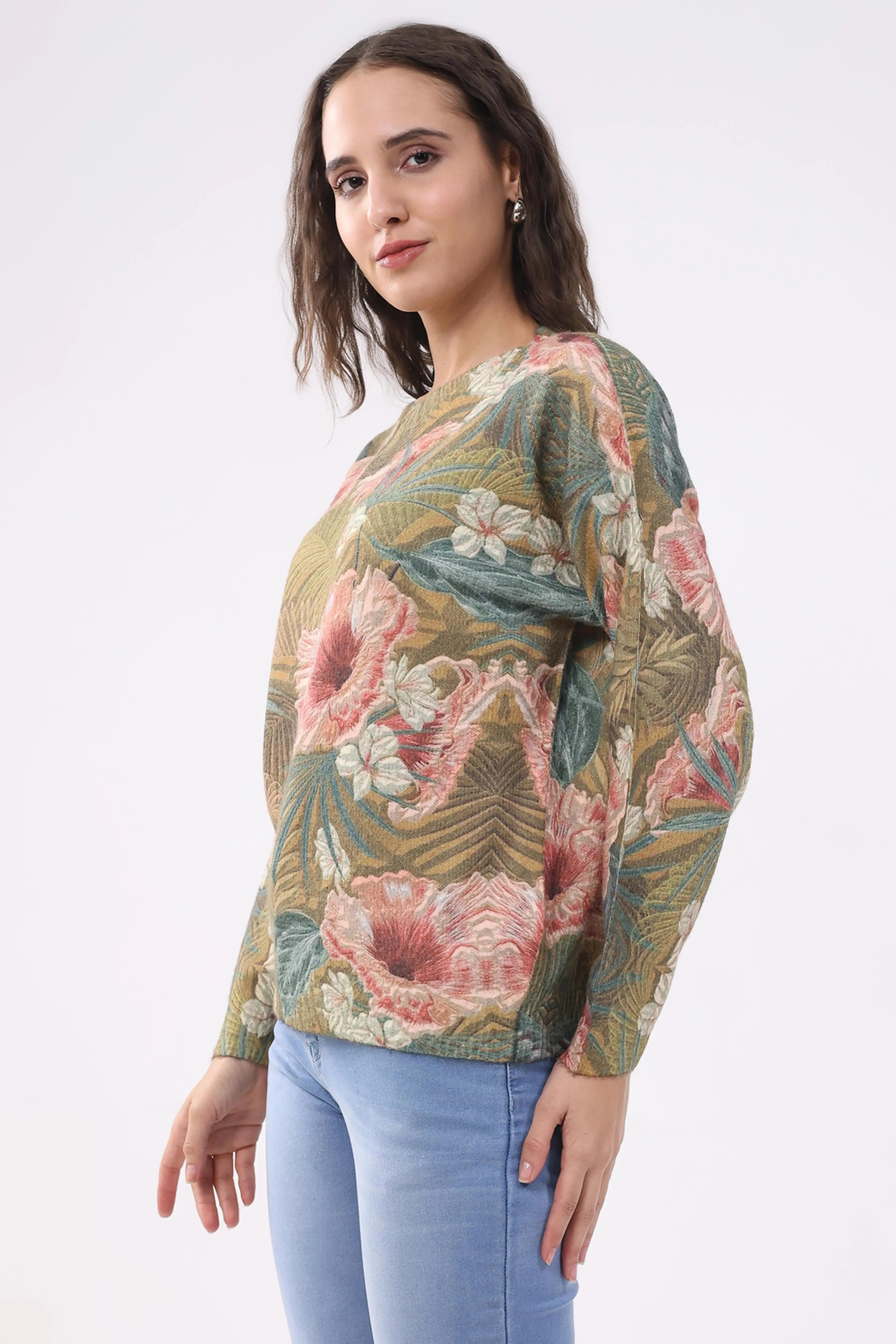 Floral Relaxed Fit Winter Pullover - Global Republic