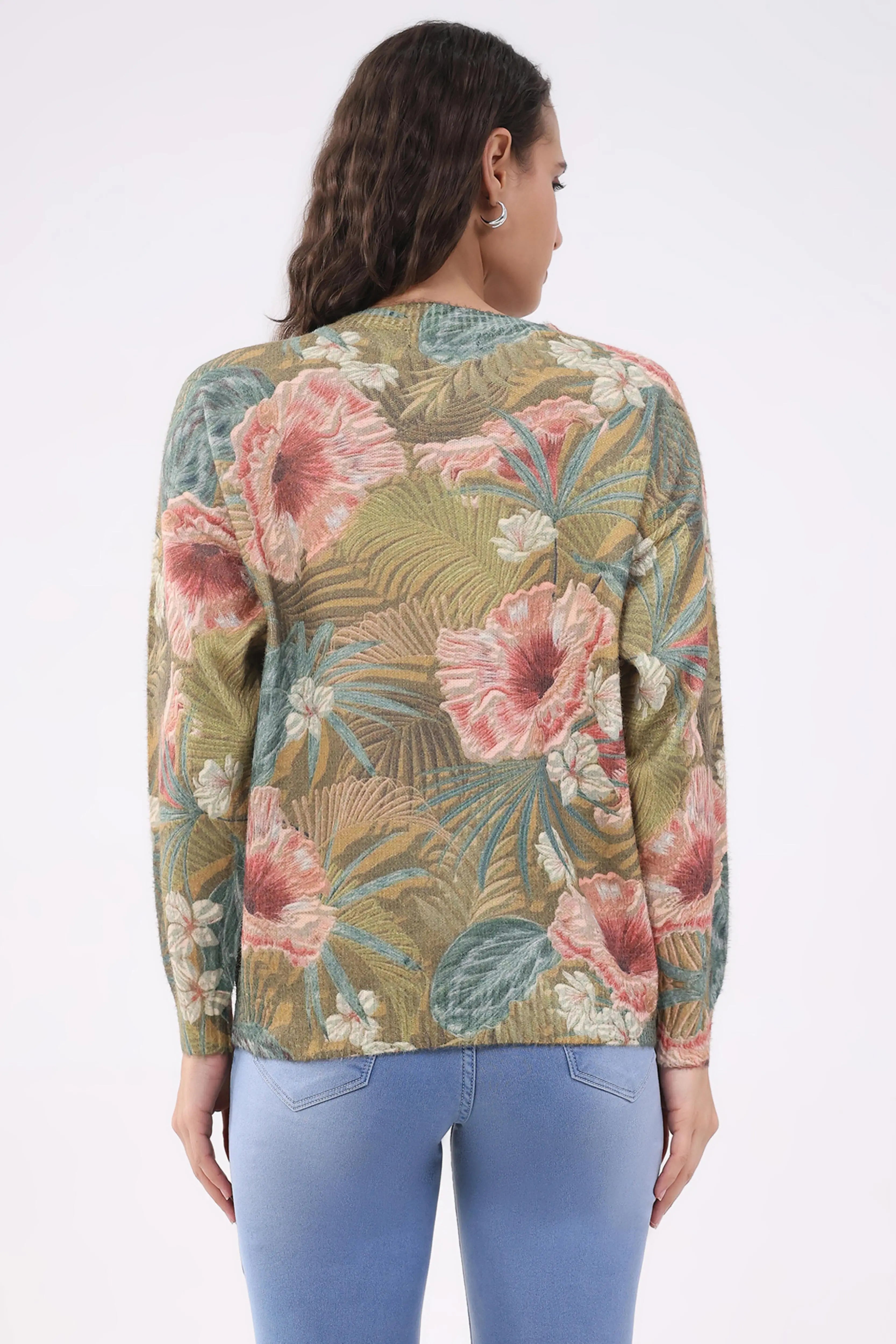 Floral Relaxed Fit Winter Pullover - Global Republic