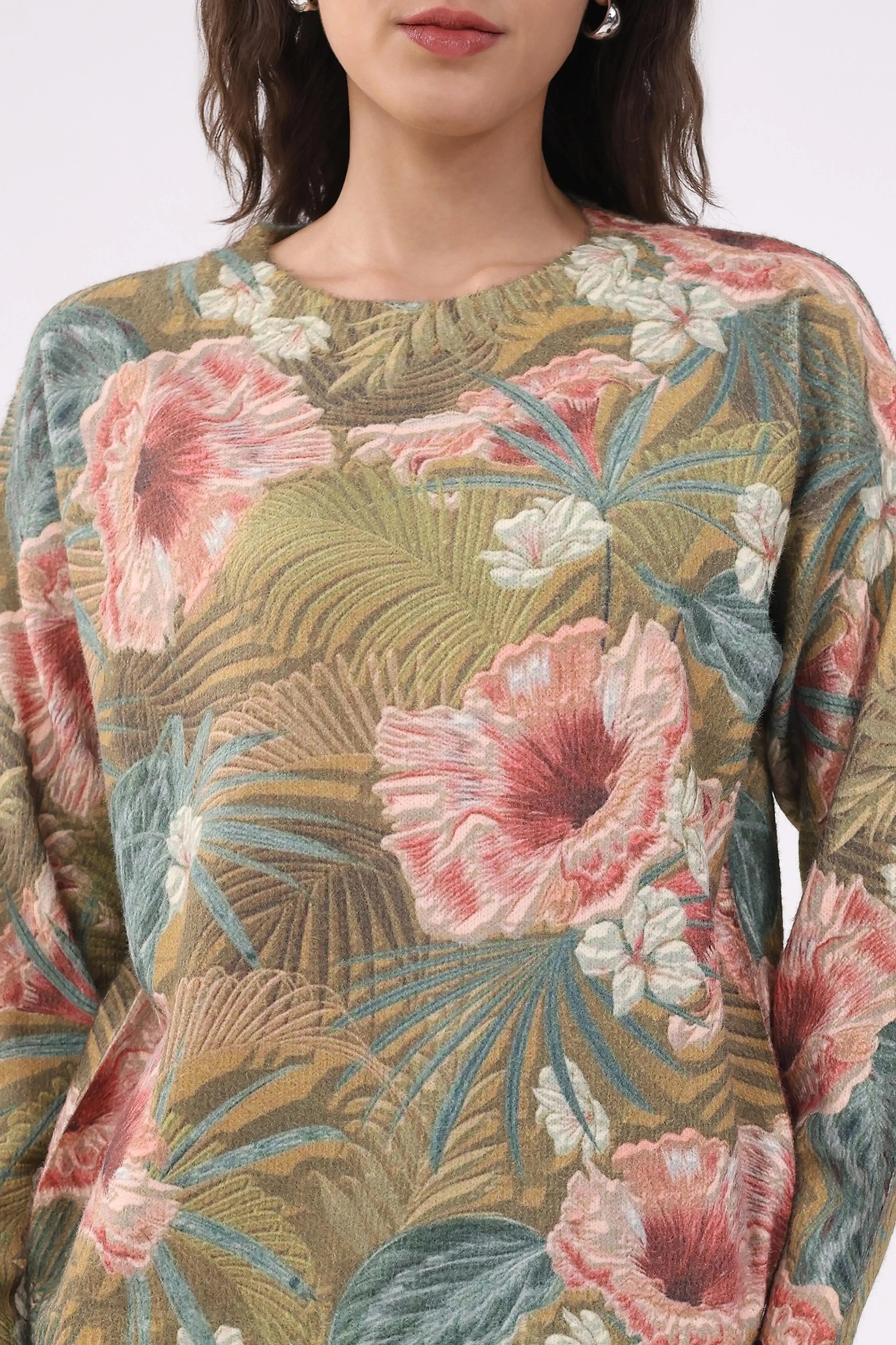 Floral Relaxed Fit Winter Pullover - Global Republic