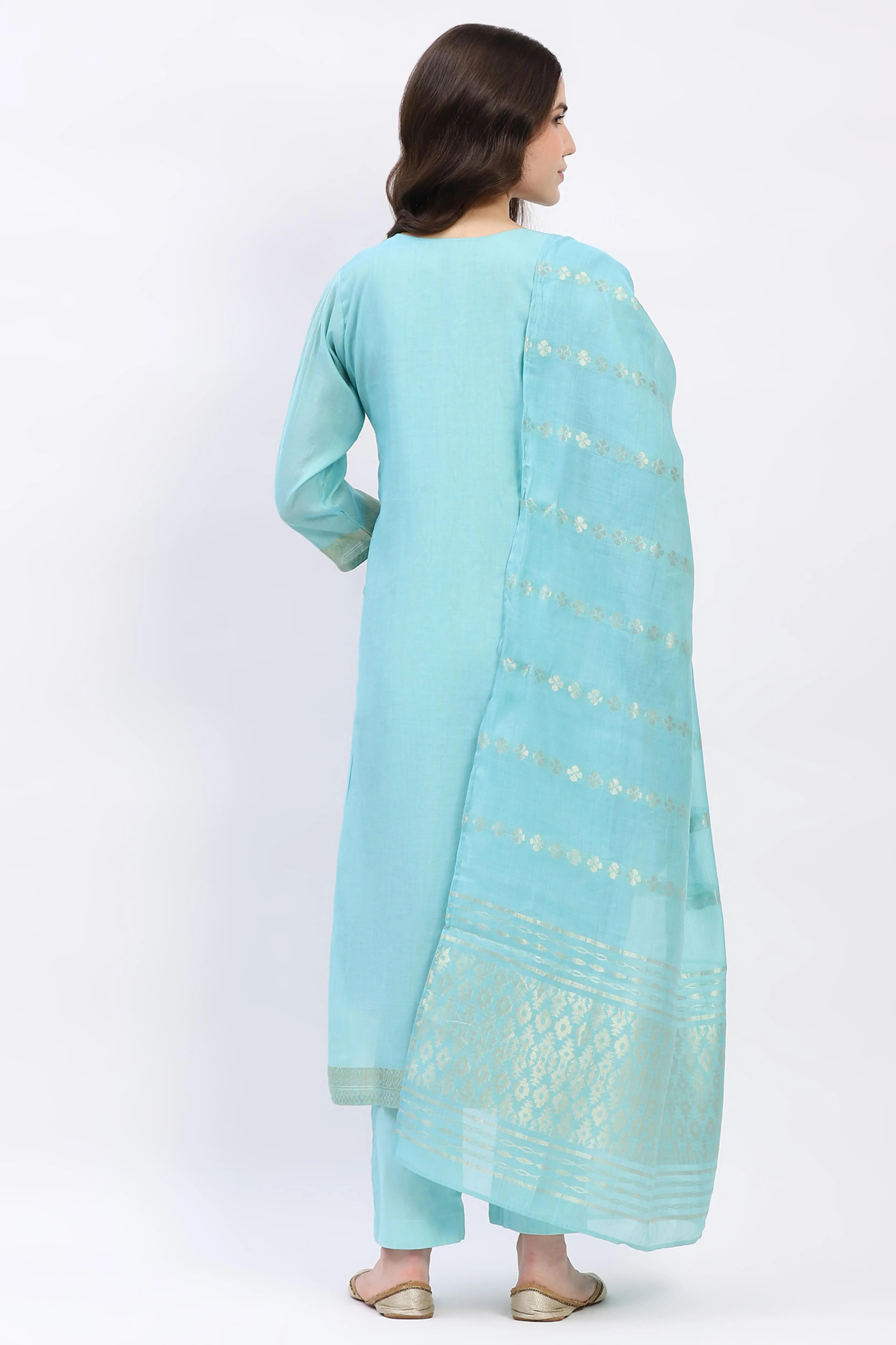 Ethnic Motif Chanderi Kurta Set - Global Republic