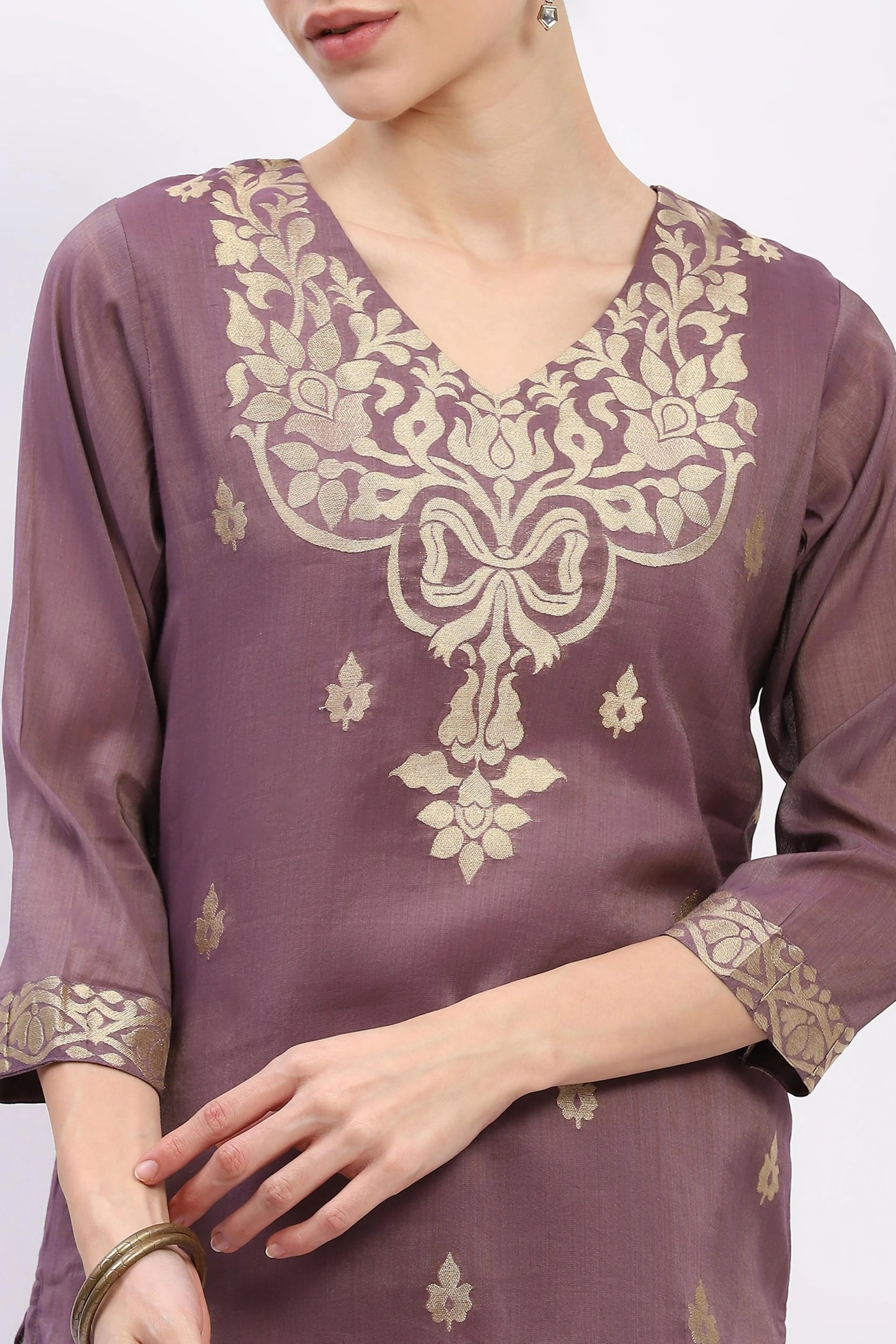 Festive Chanderi Ethnic Suit Set - Global Republic