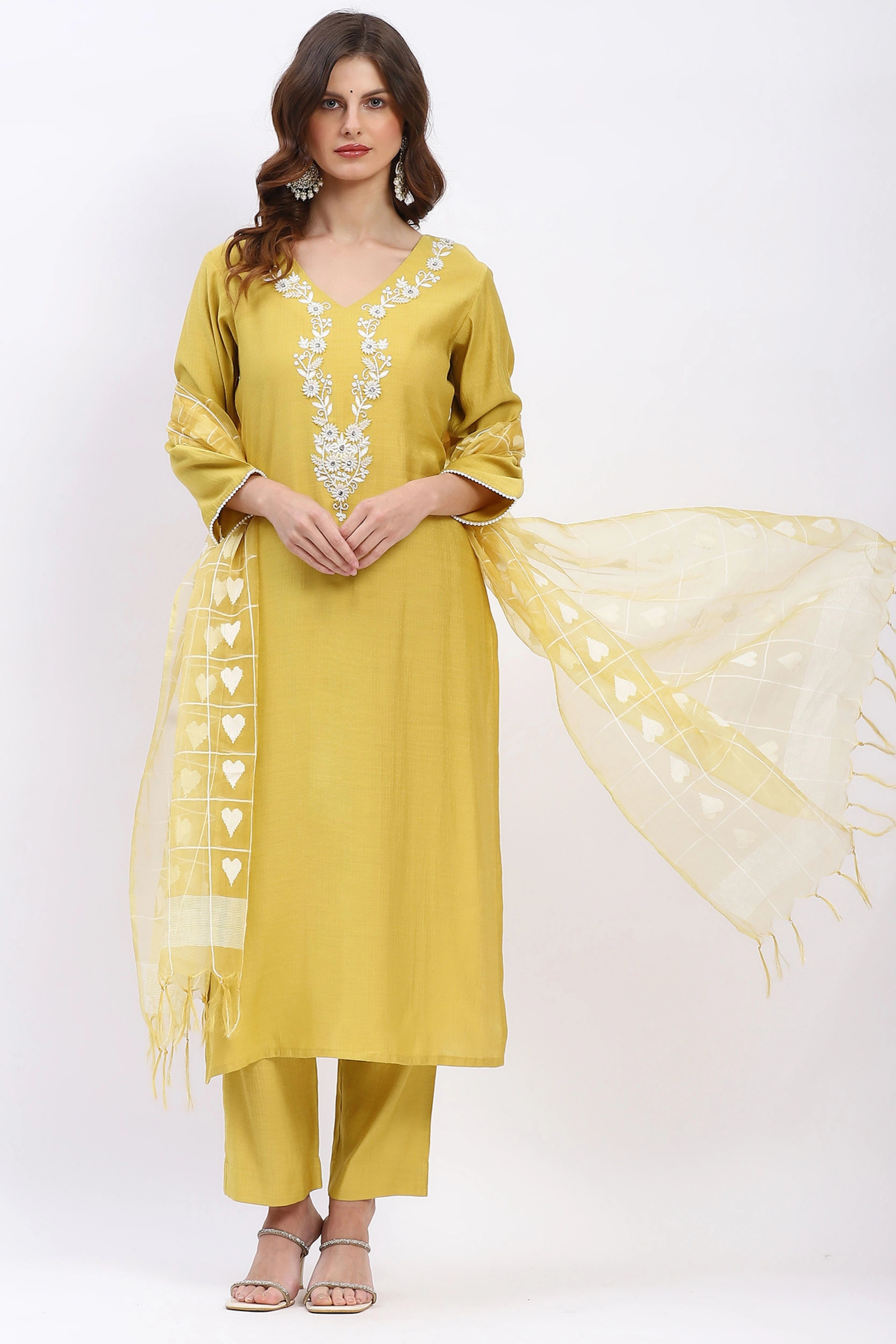Embellished Muslin Suit Set