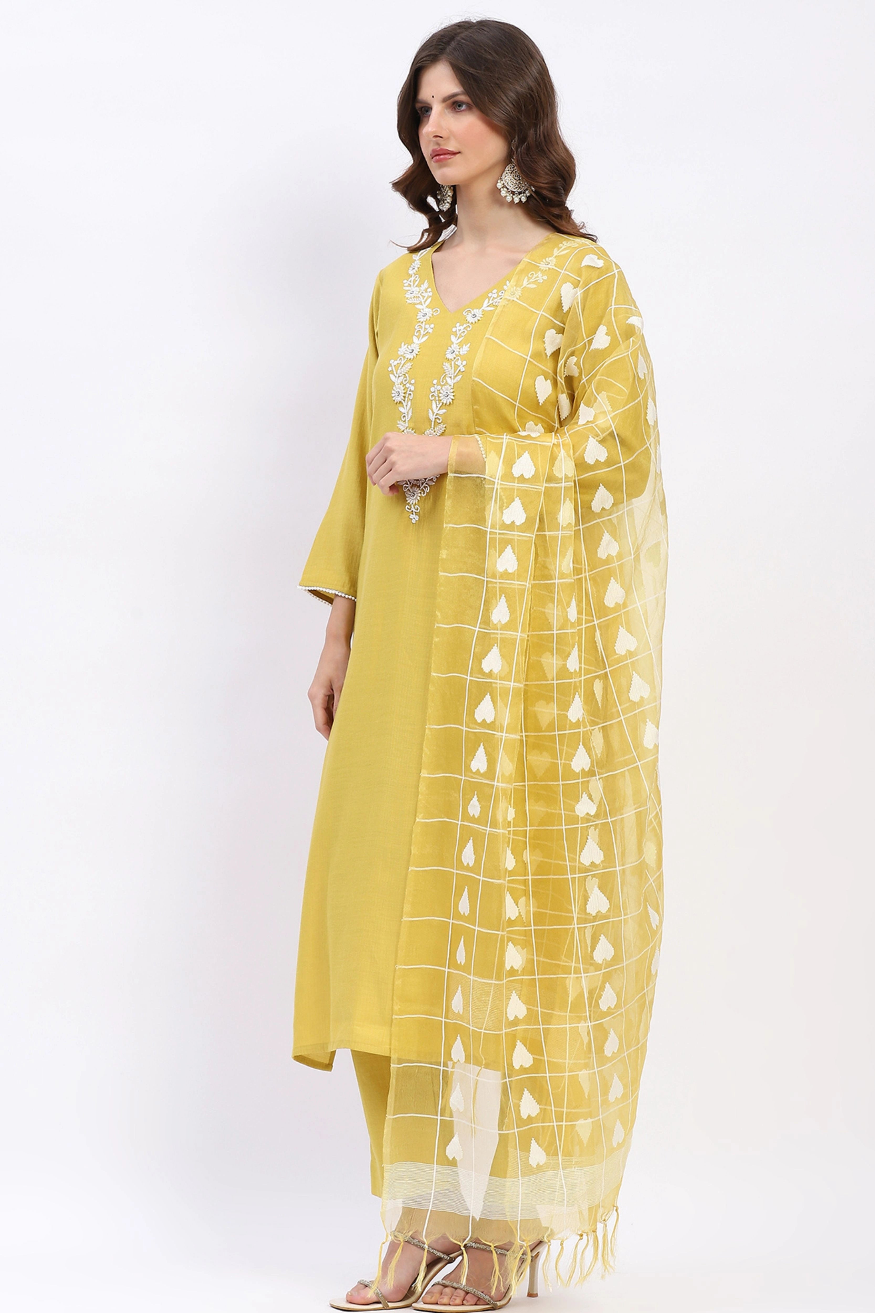 Embellished Muslin Suit Set