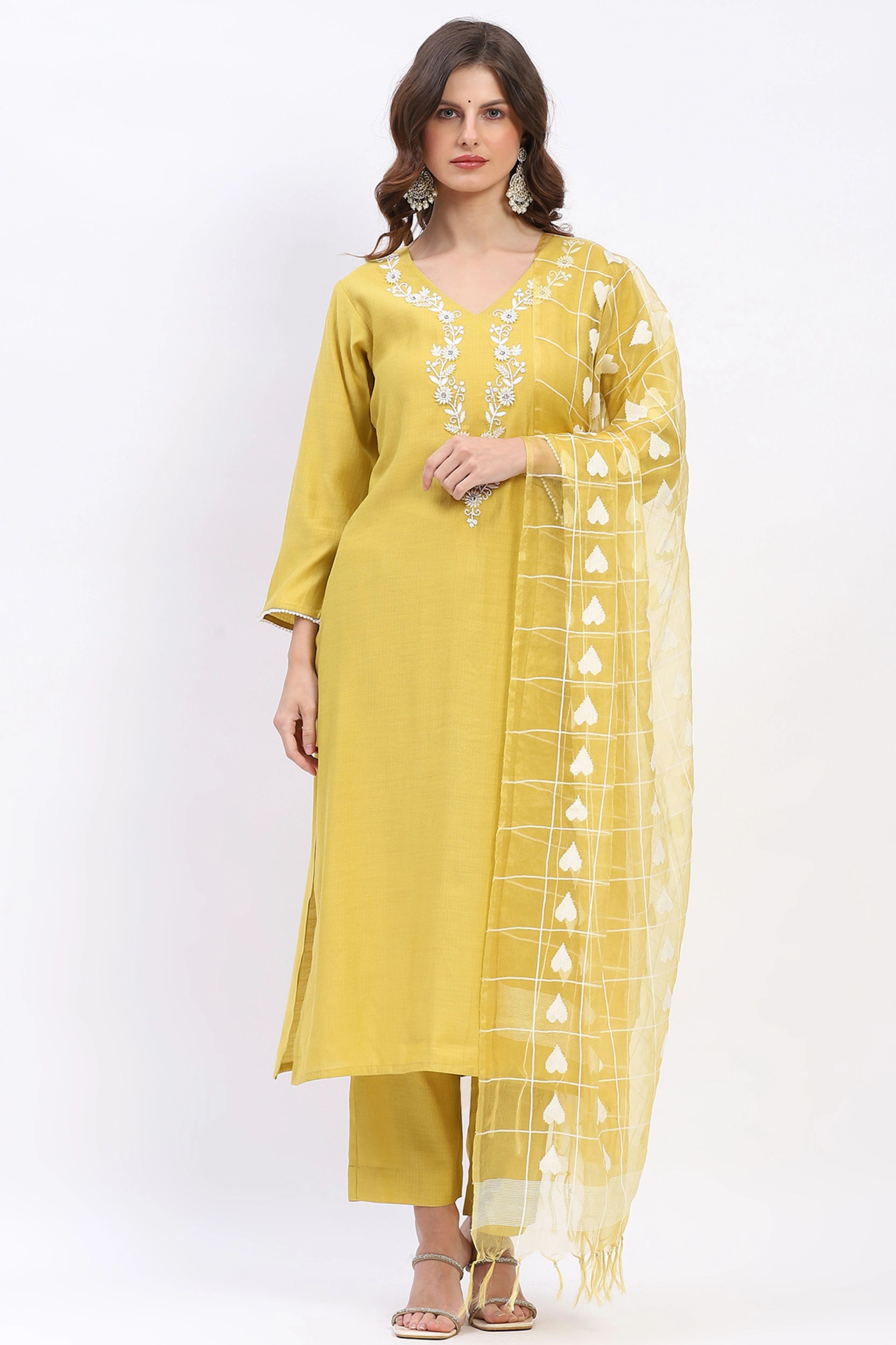 Embellished Muslin Suit Set