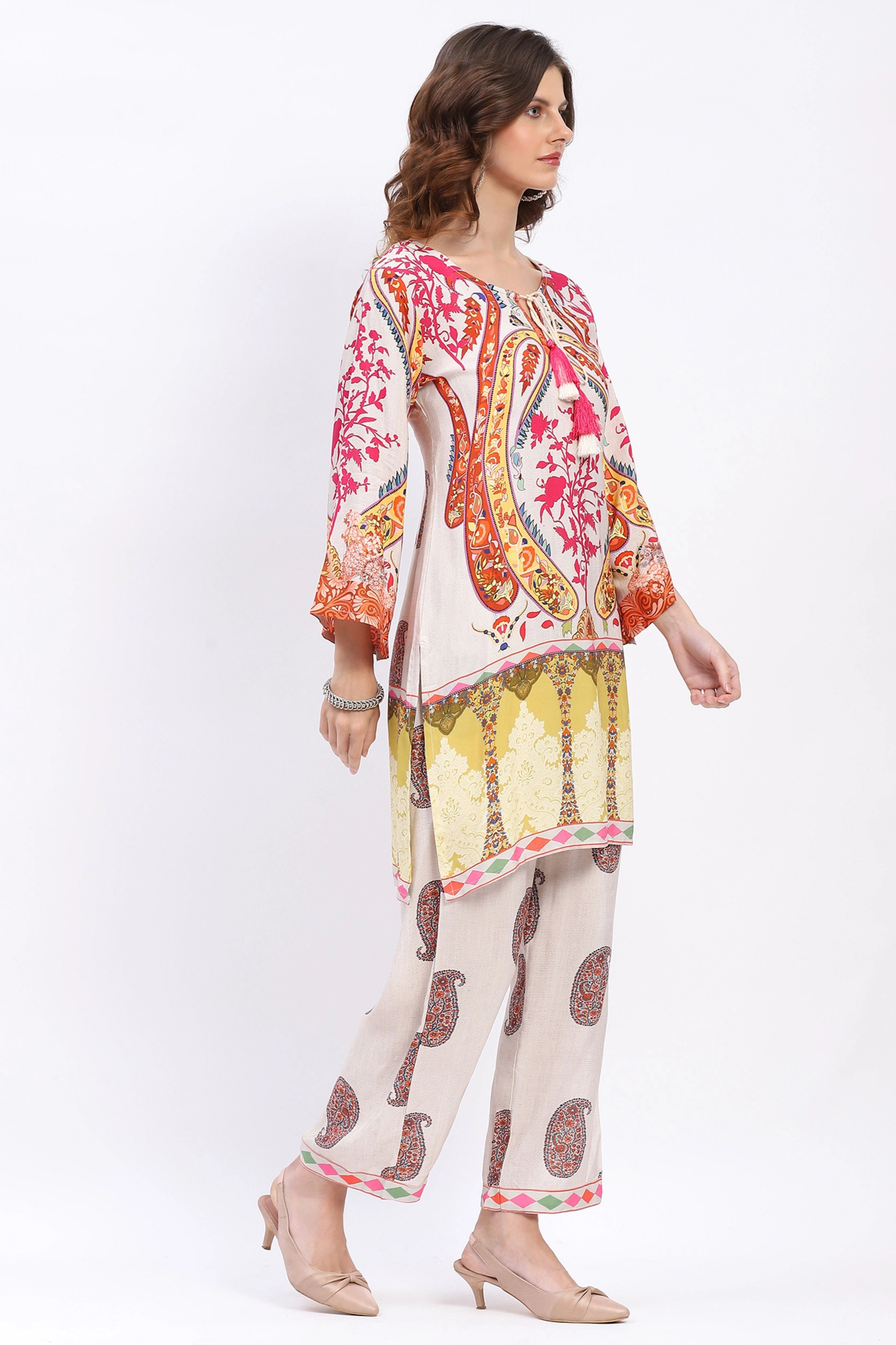 Paisley Print Rayon Kurta Set