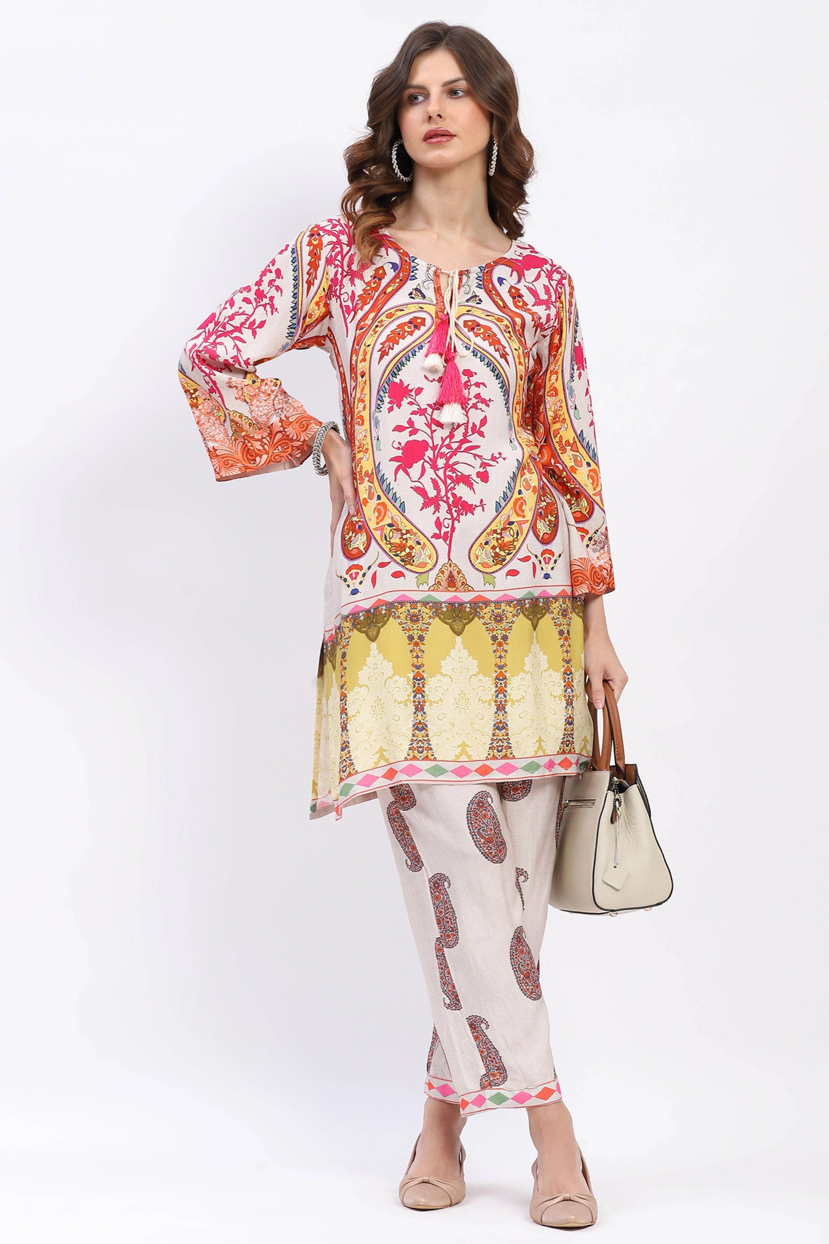Paisley Print Rayon Kurta Set