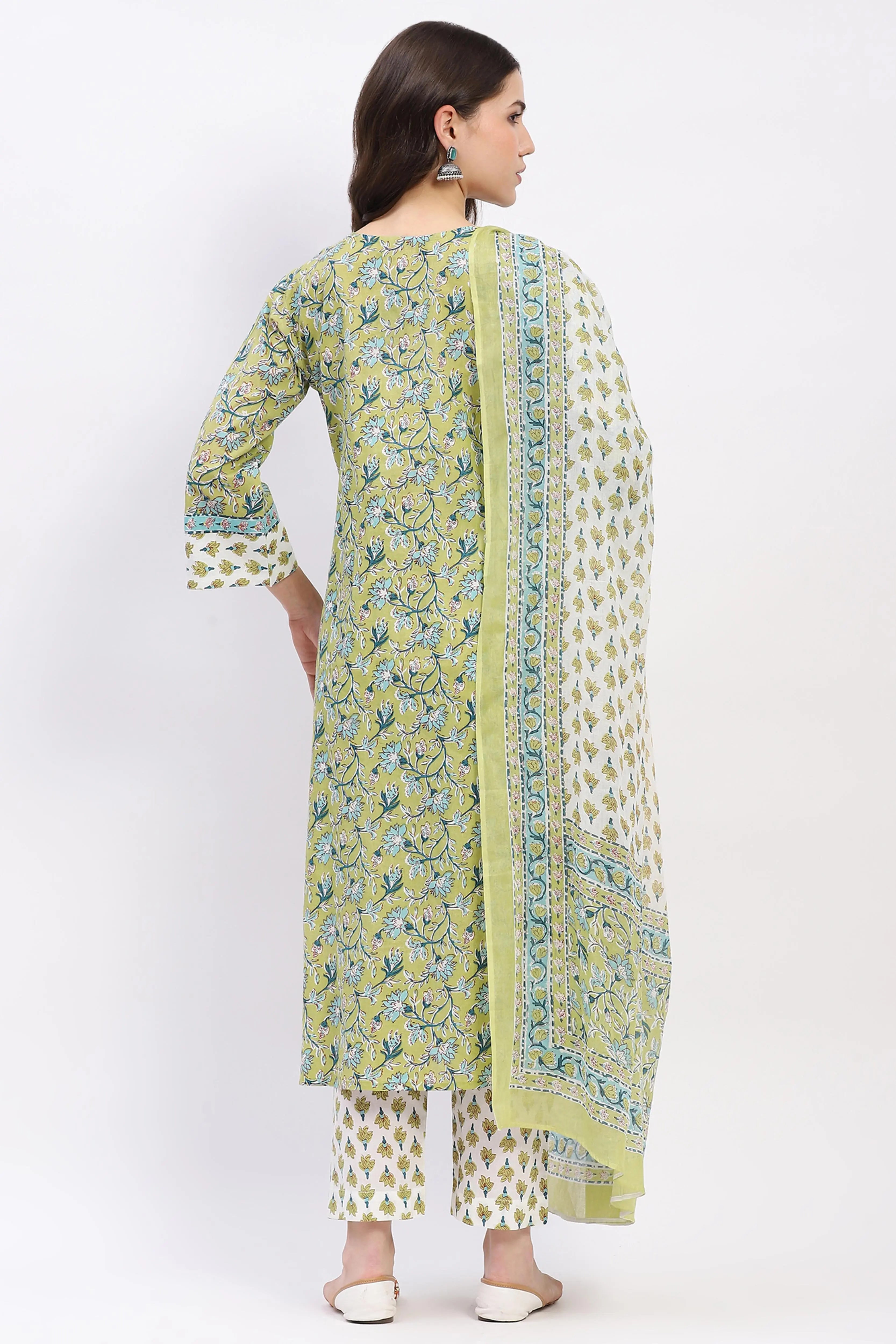 Floral Printed Cotton Kurta Set - Global Republic