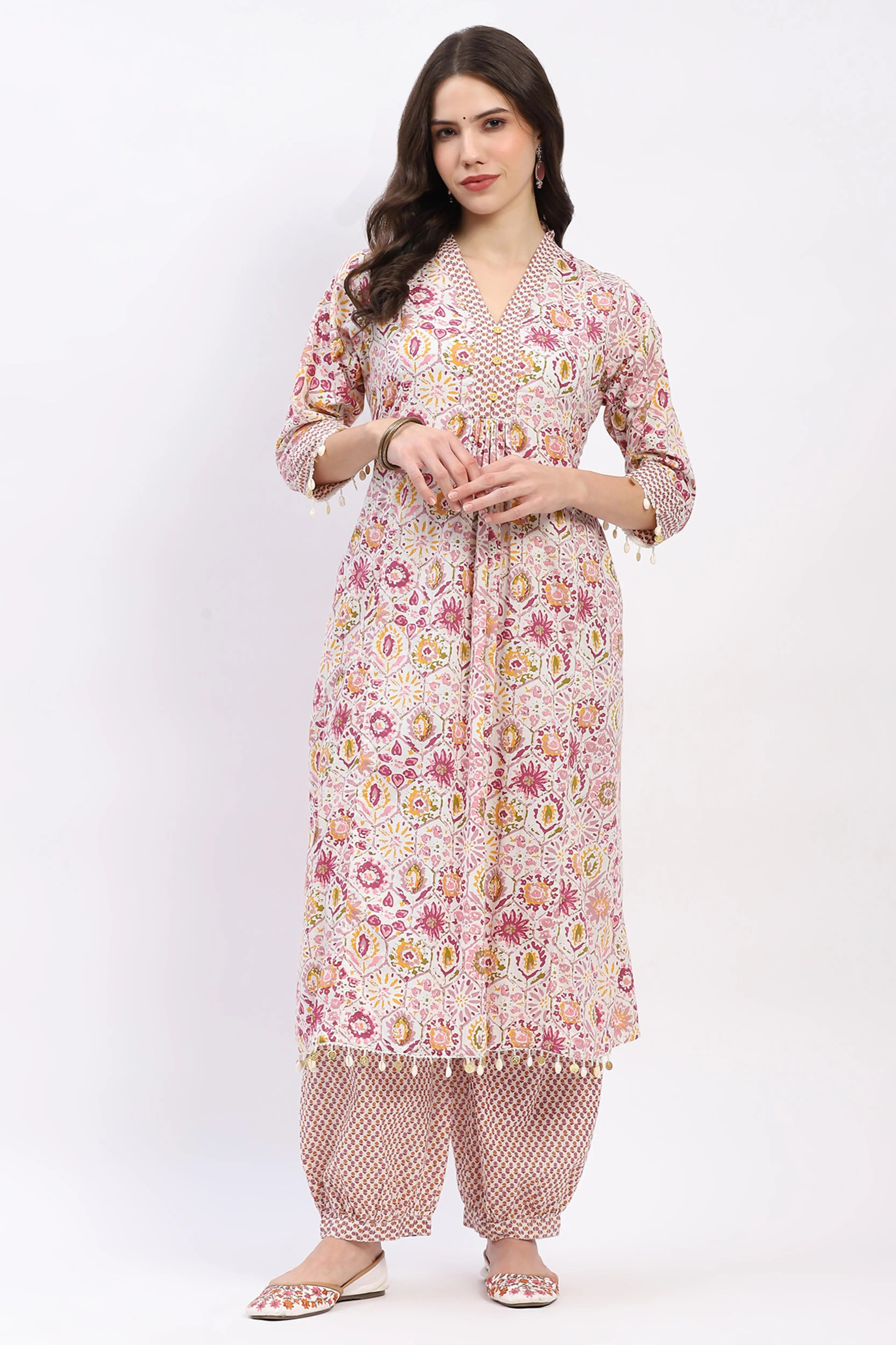Cotton Floral Kurta Set - Global Republic