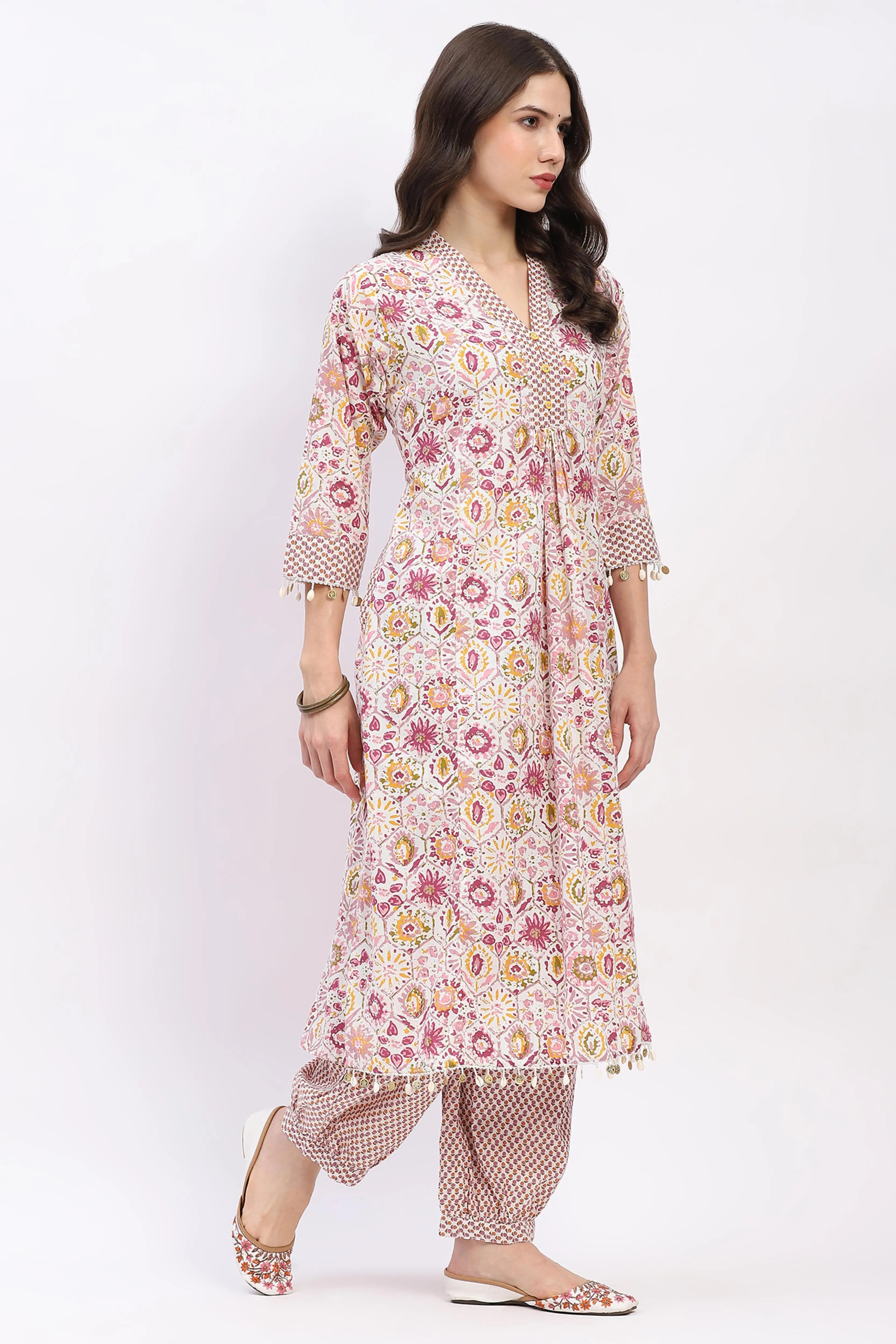 Cotton Floral Kurta Set - Global Republic