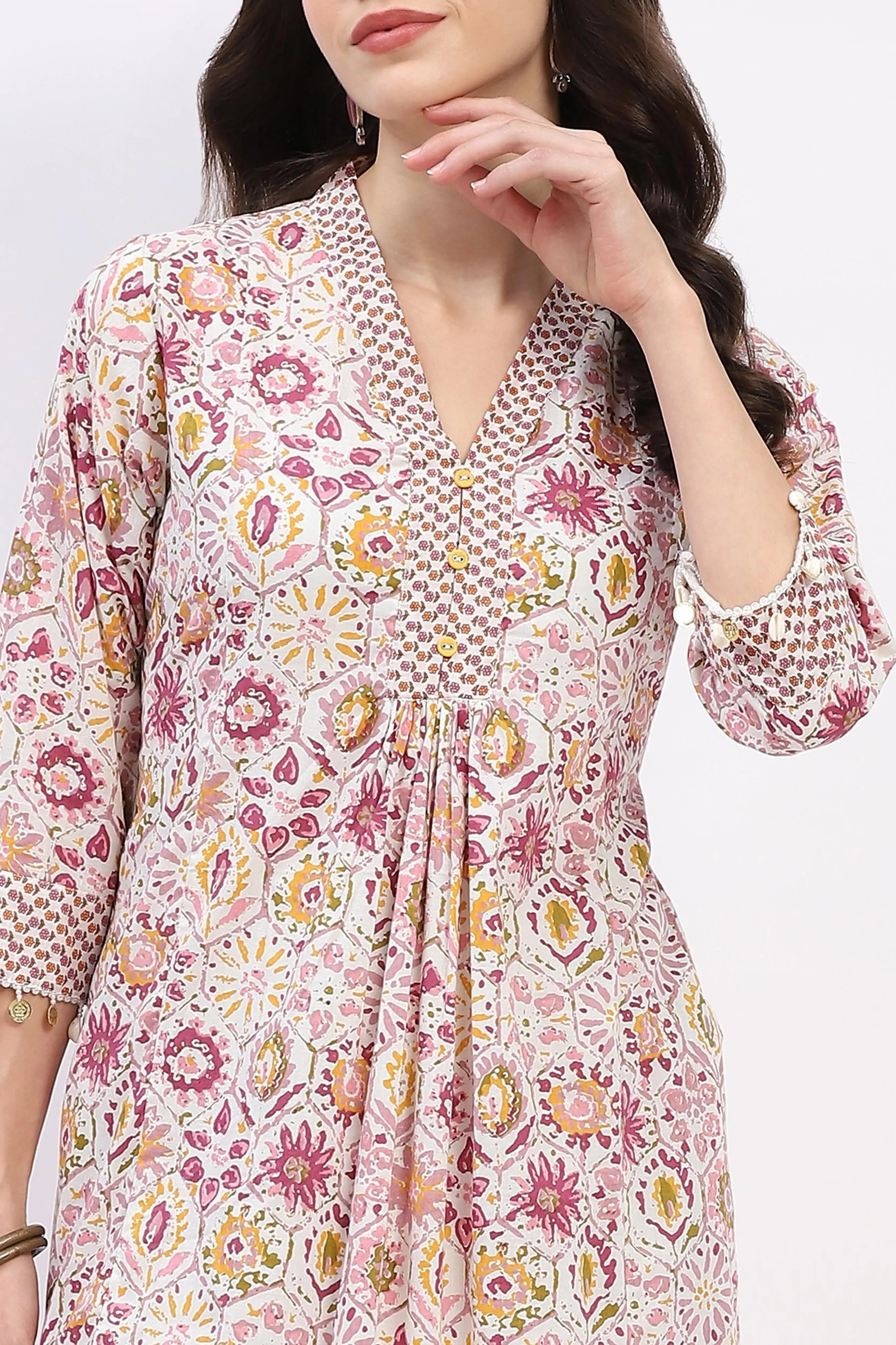 Cotton Floral Kurta Set - Global Republic