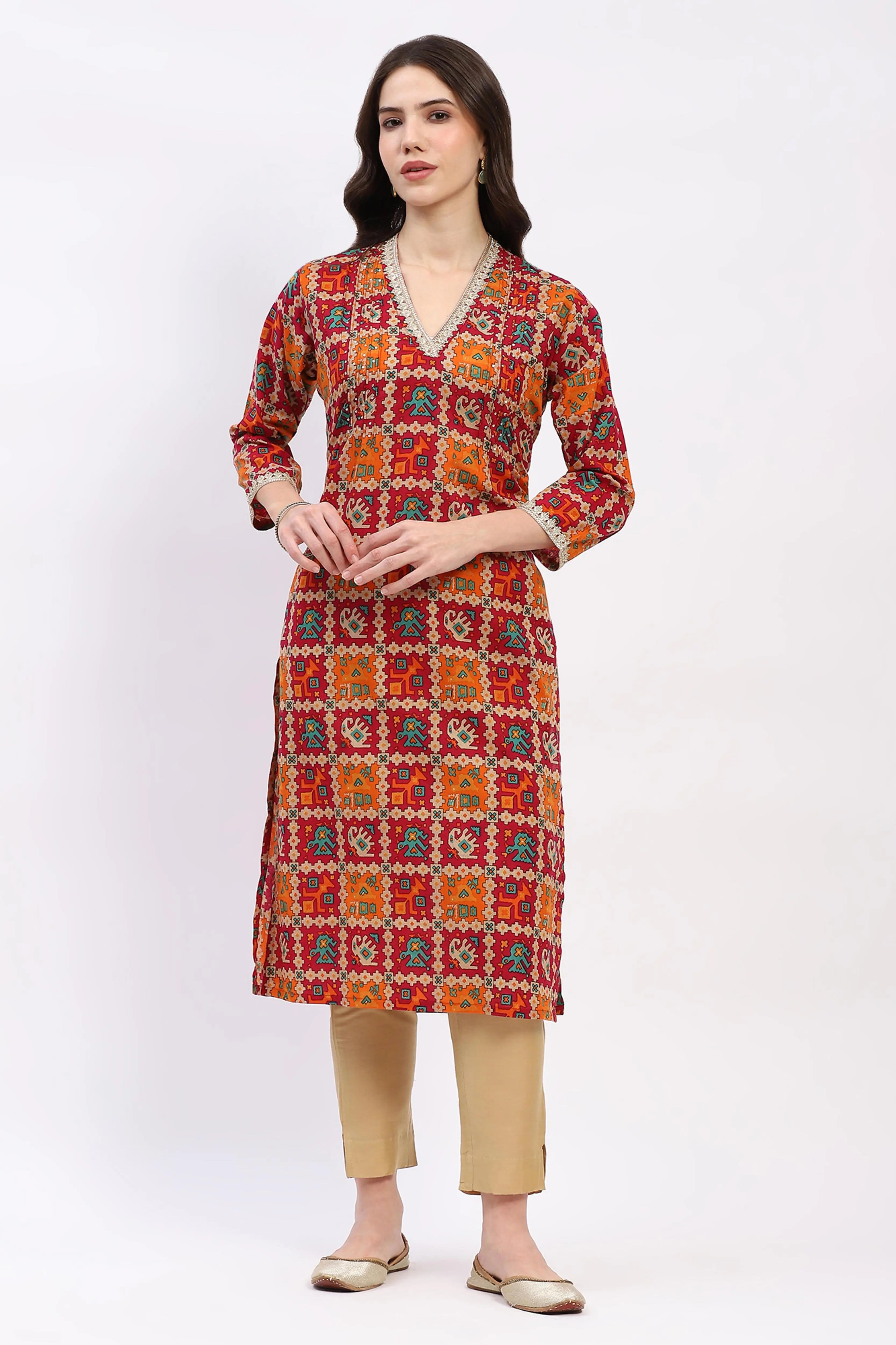 Printed Cotton Kurta - Global Republic