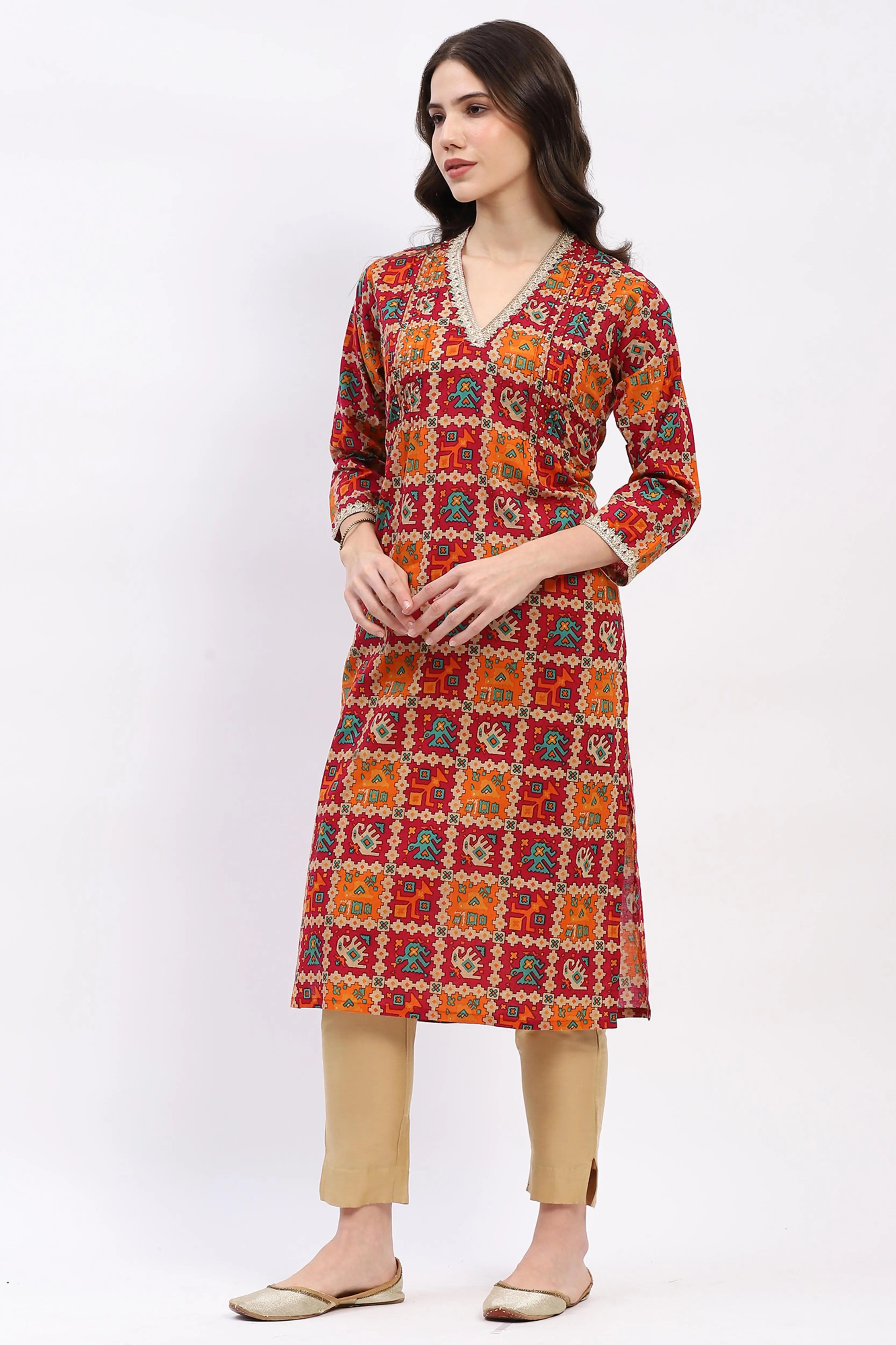 Printed Cotton Kurta - Global Republic