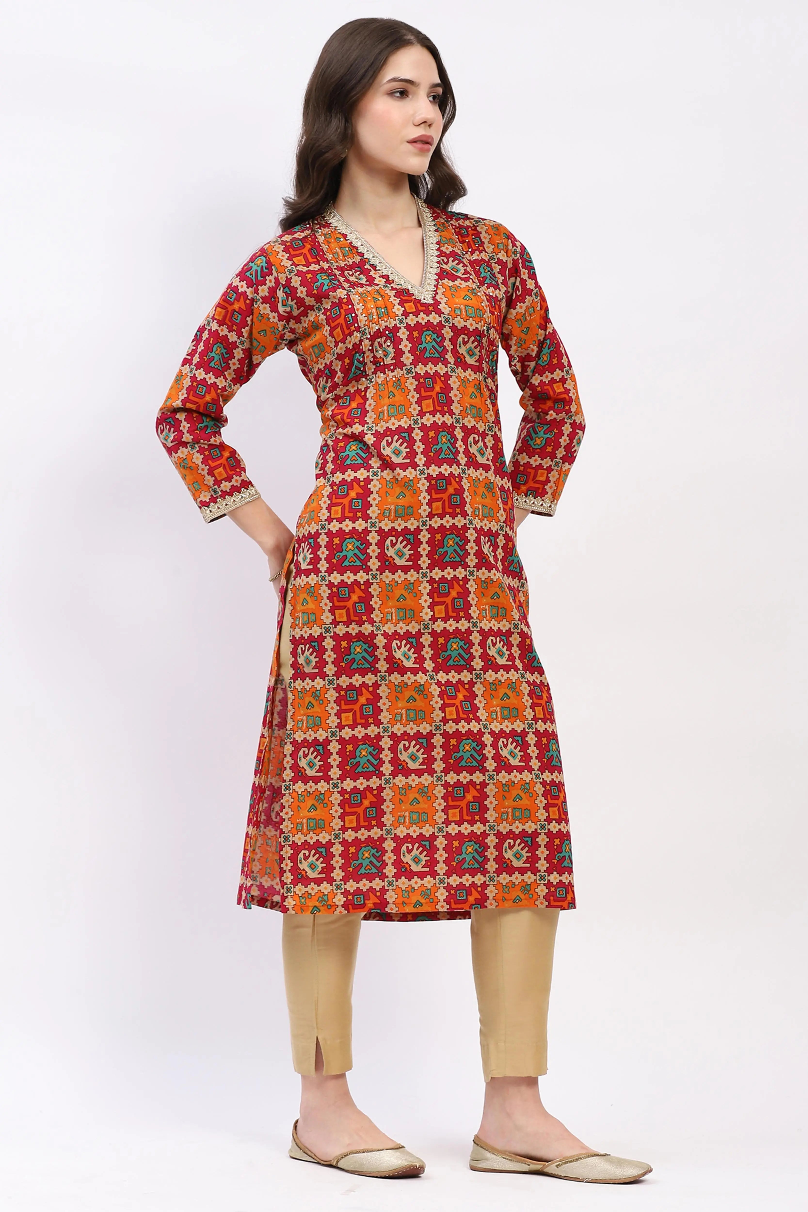 Printed Cotton Kurta - Global Republic