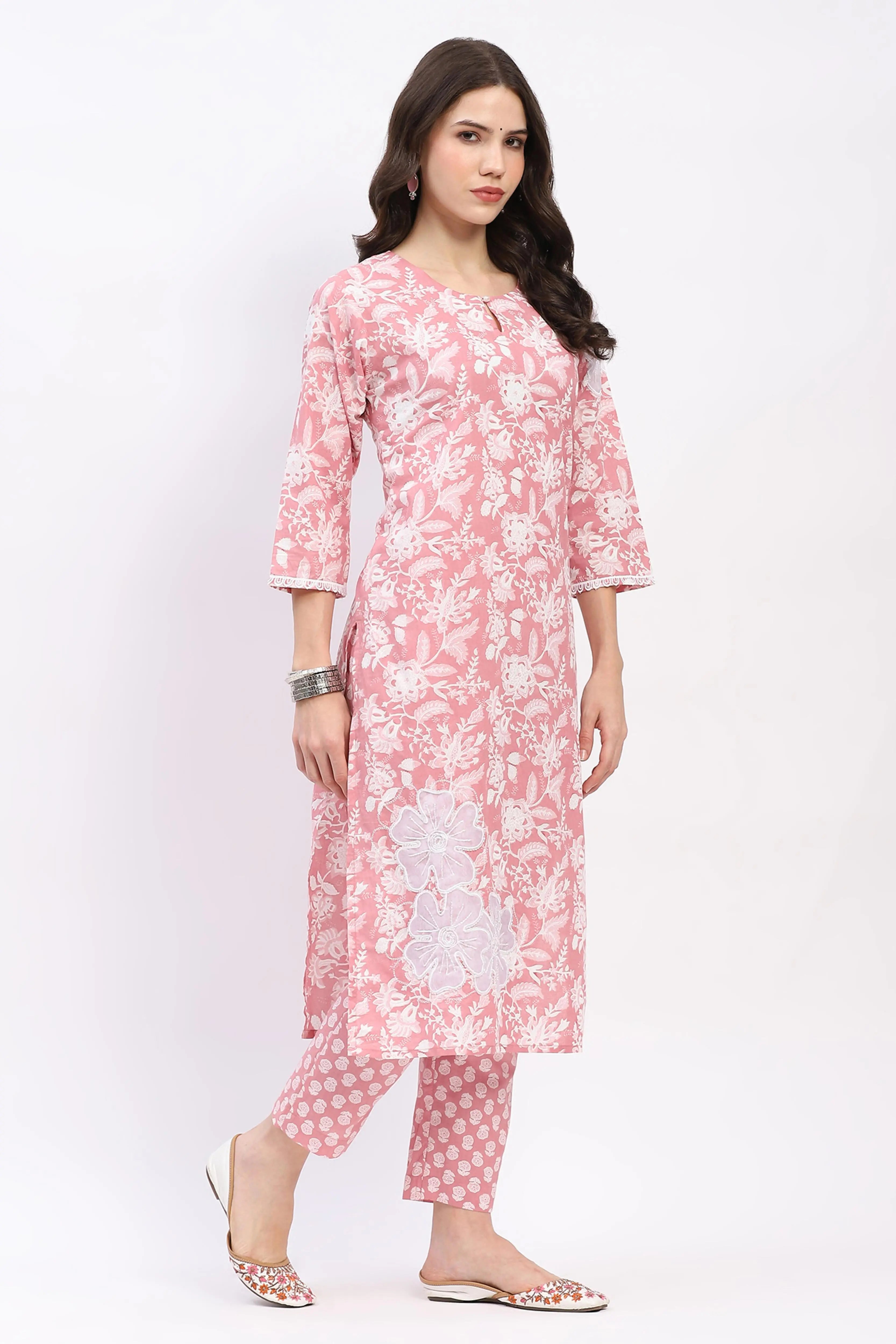 Floral Cotton Kurta Set - Global Republic