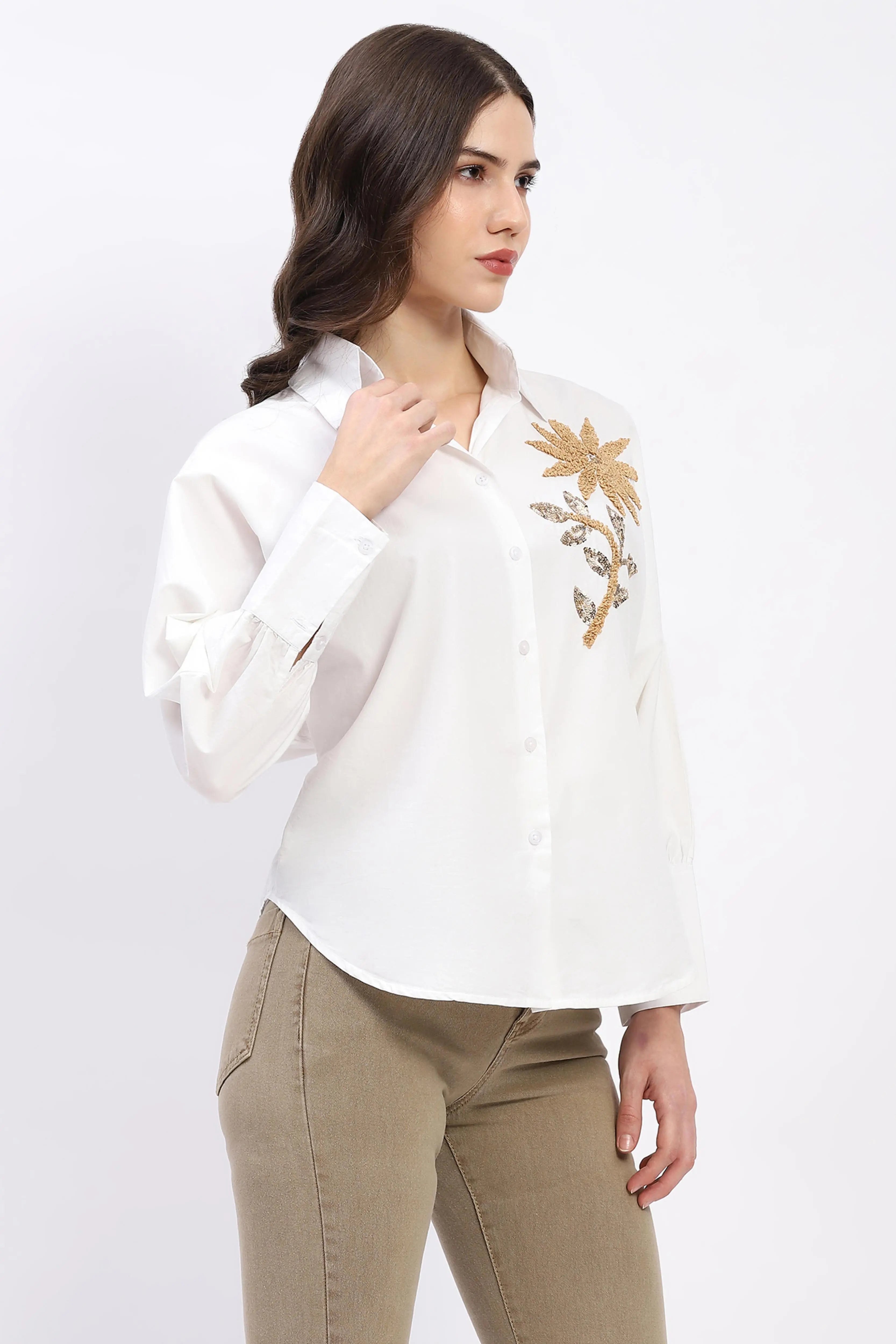 Embellished Cotton Shirt Top - Global Republic