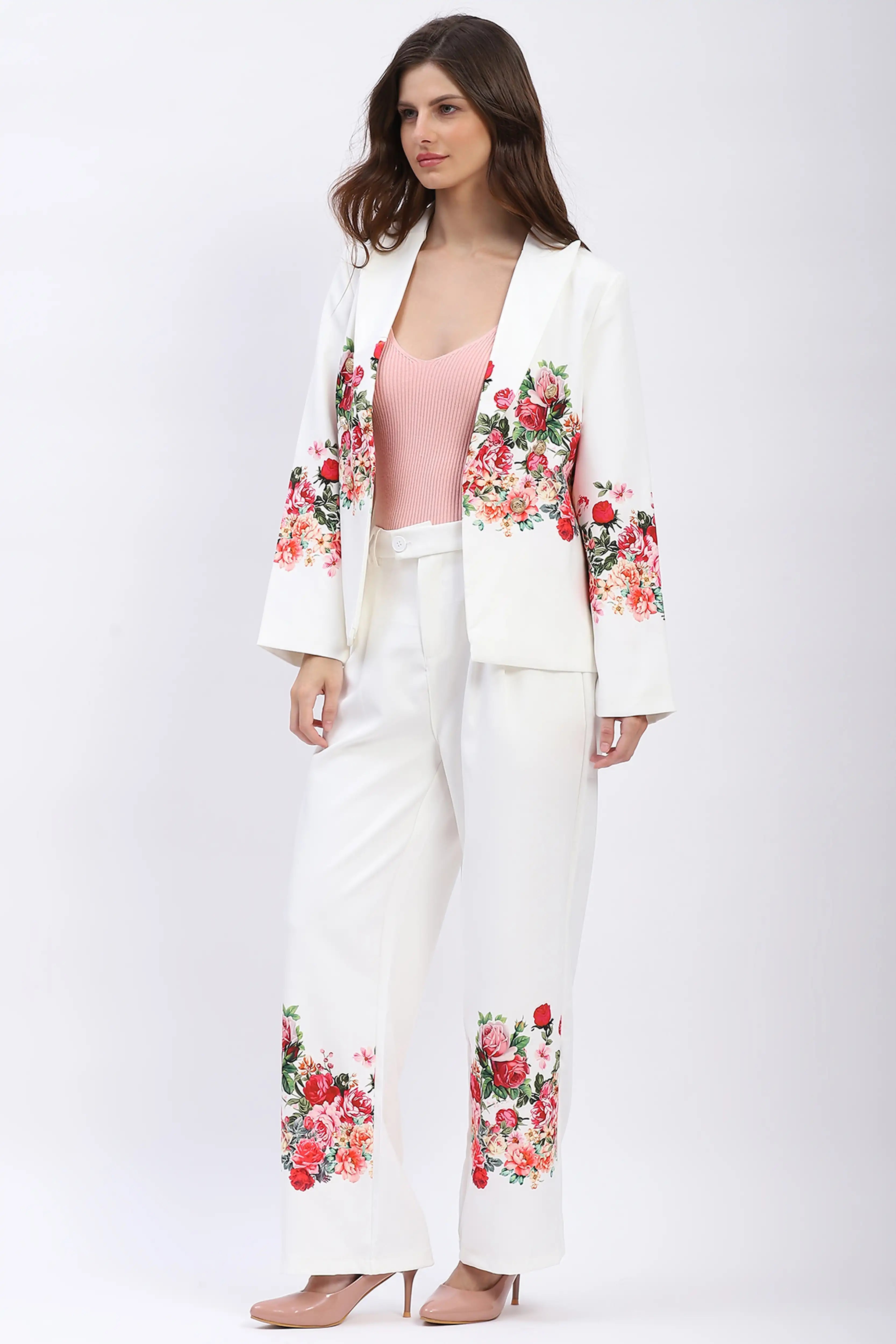 Floral Placement Print Coat