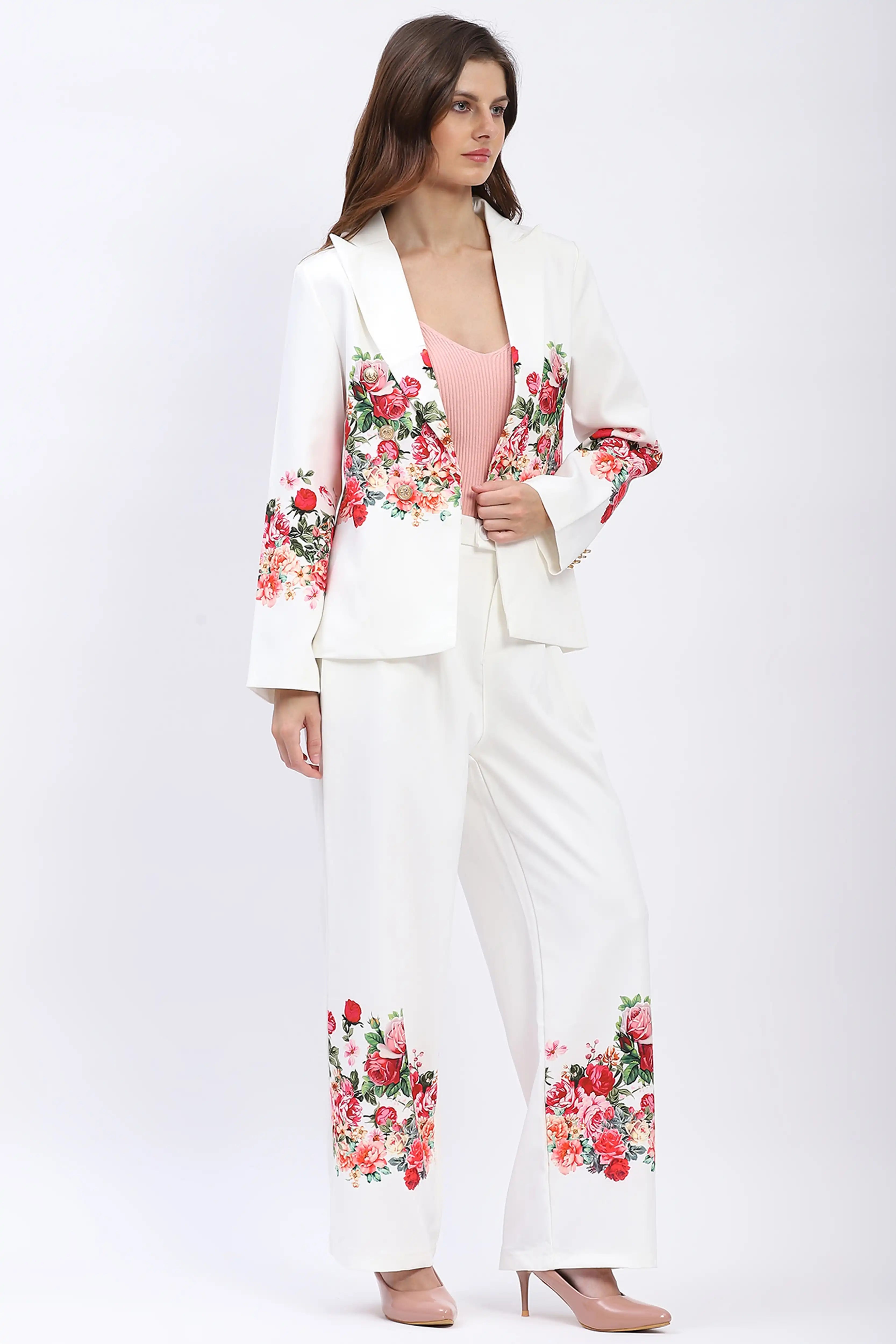 Floral Placement Print Coat