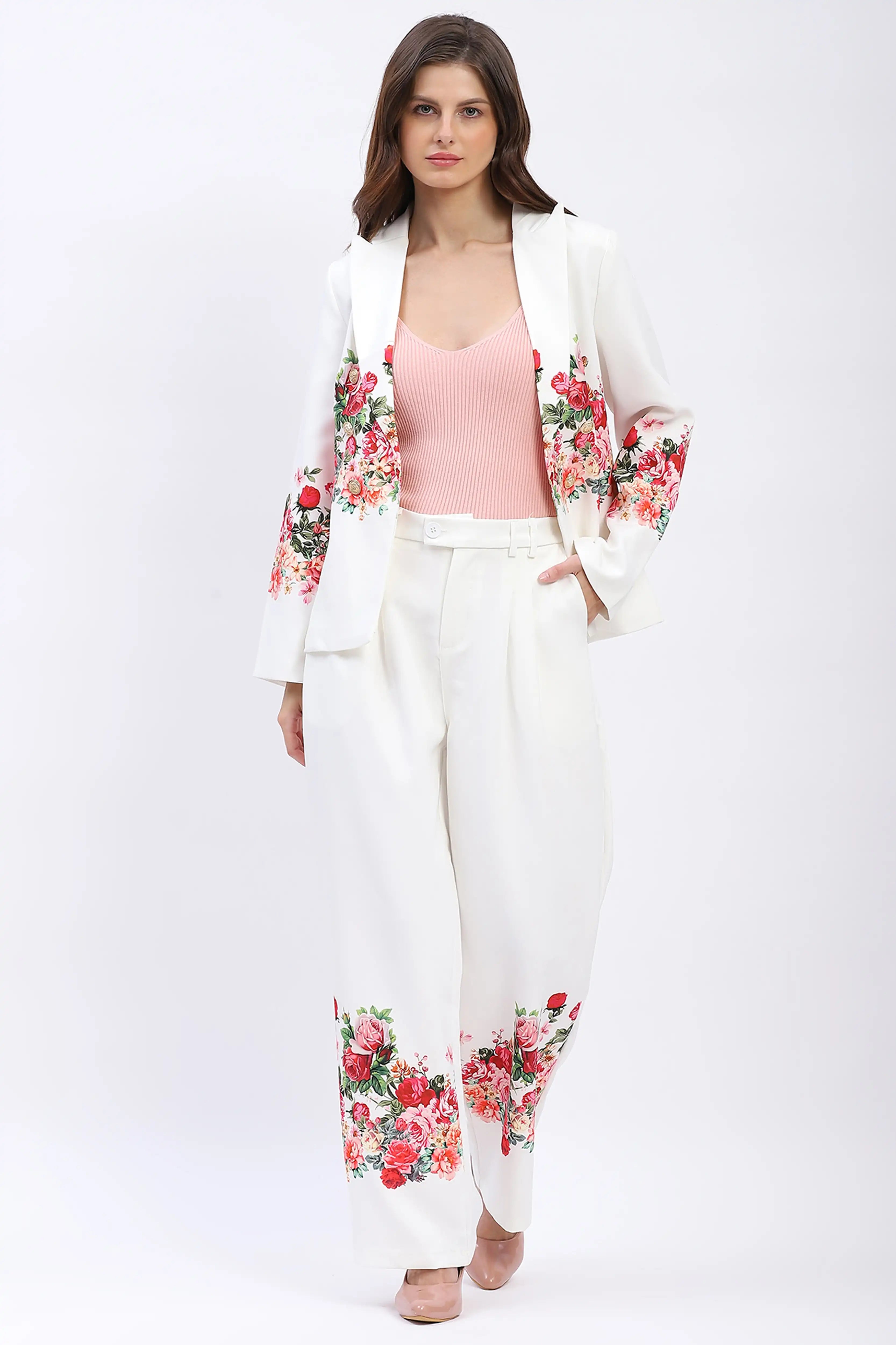 Floral Placement Print Coat